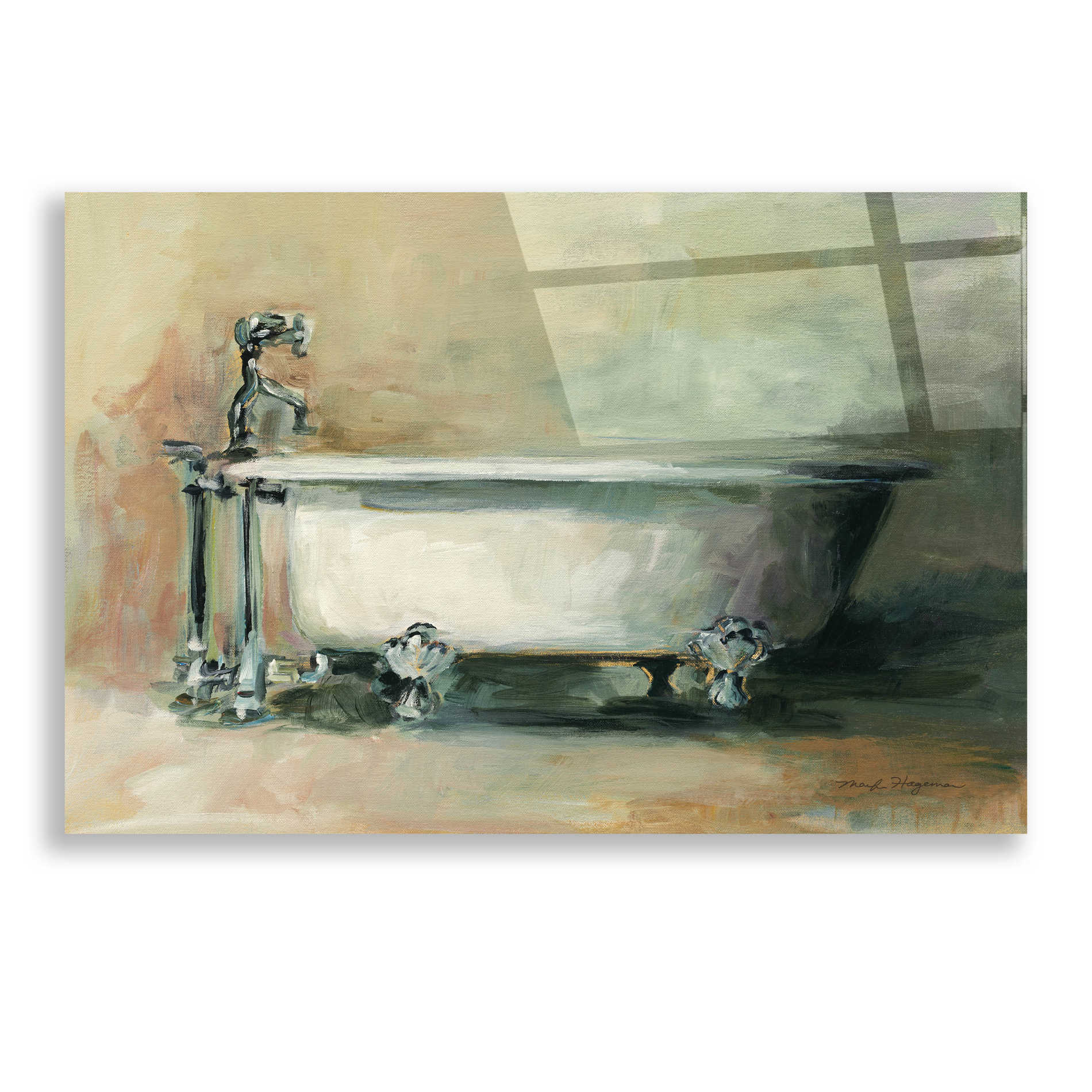 Epic Art 'Vintage Tub II Dark' by Marilyn Hageman, Acrylic Glass Wall Art,24x16