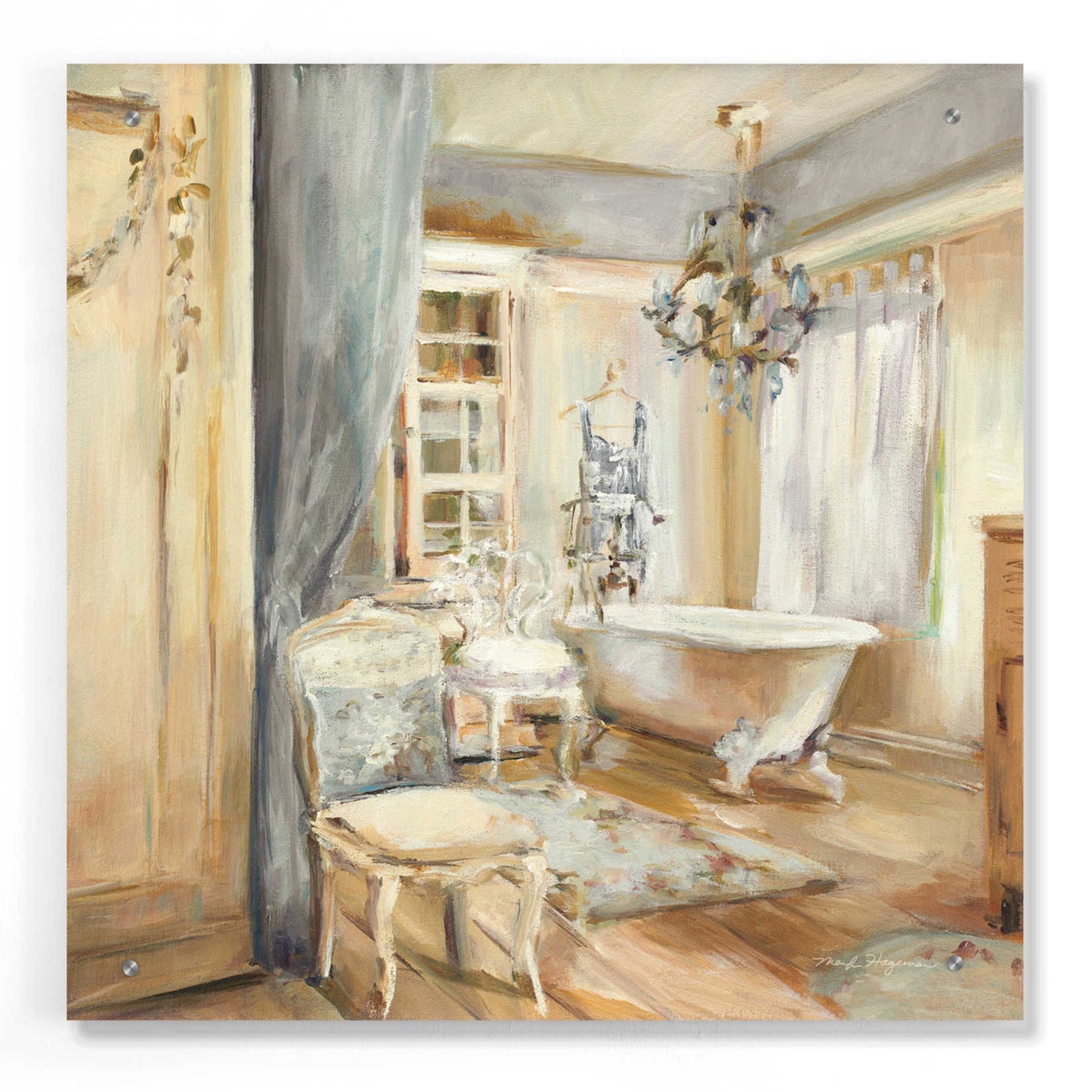 Epic Art 'Boudoir Bath I Gray' by Marilyn Hageman, Acrylic Glass Wall Art,24x24