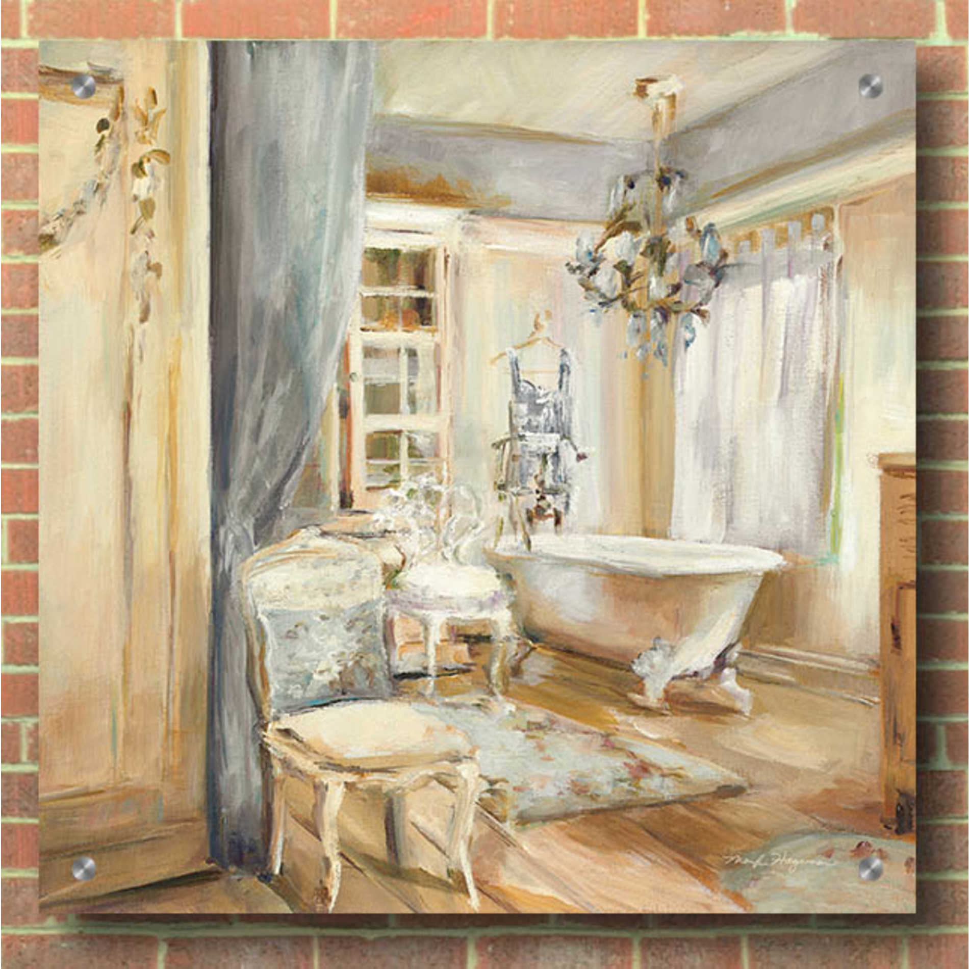 Epic Art 'Boudoir Bath I Gray' by Marilyn Hageman, Acrylic Glass Wall Art,36x36
