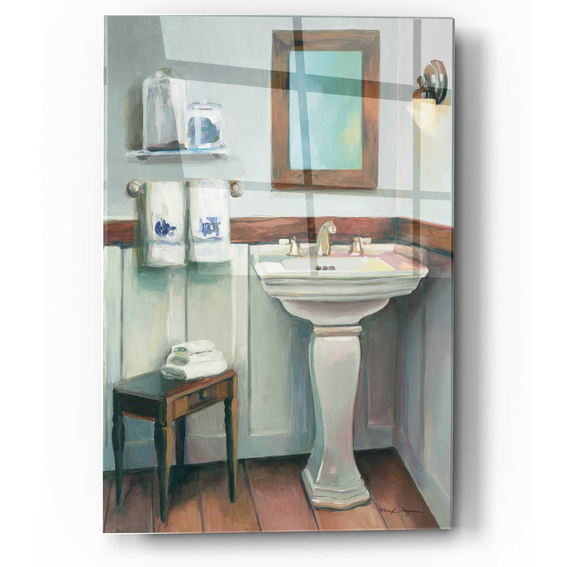 Epic Art 'Cottage Sink Navy' by Marilyn Hageman, Acrylic Glass Wall Art,12x16