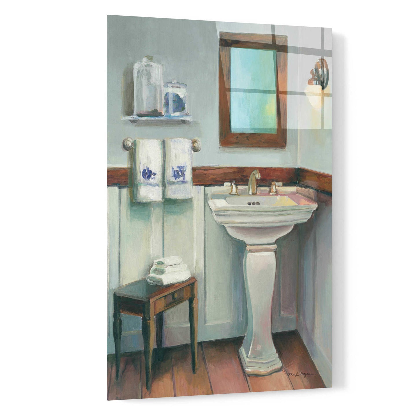 Epic Art 'Cottage Sink Navy' by Marilyn Hageman, Acrylic Glass Wall Art,16x24