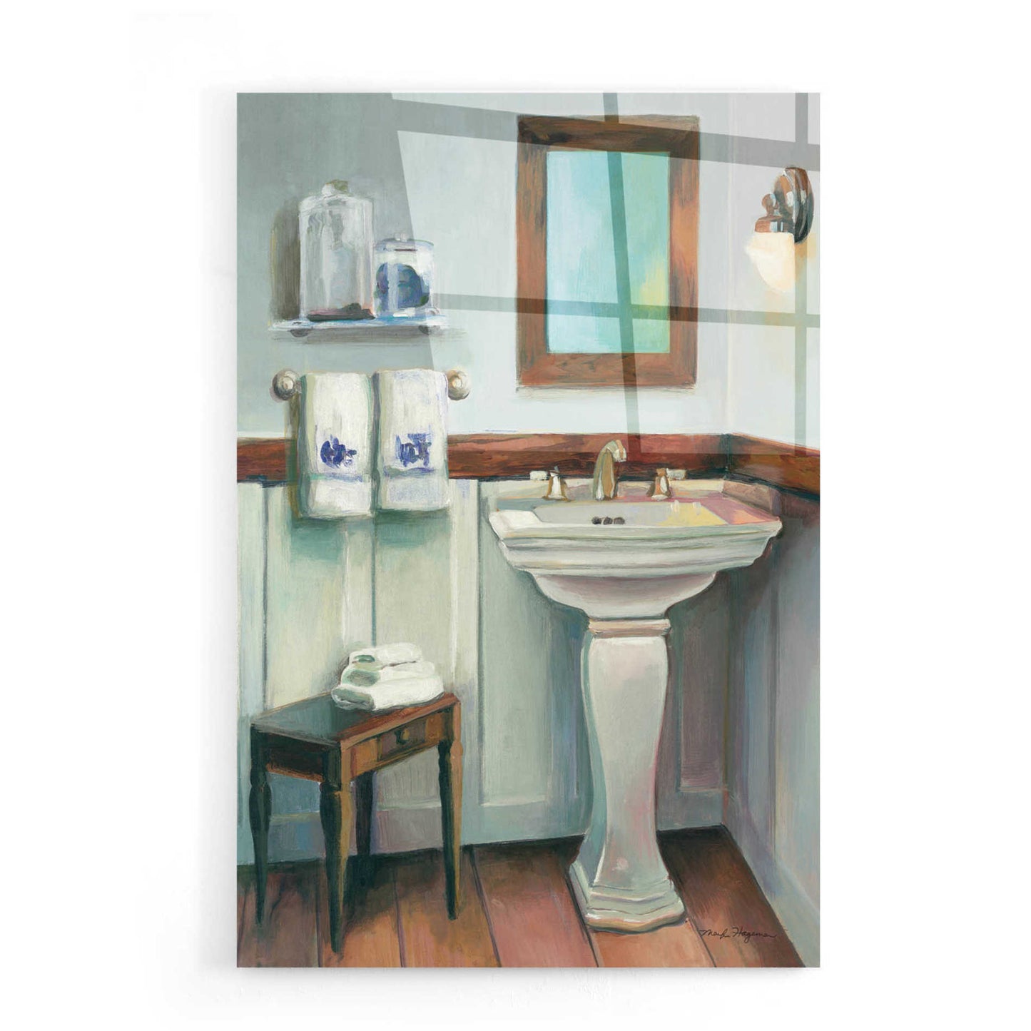 Epic Art 'Cottage Sink Navy' by Marilyn Hageman, Acrylic Glass Wall Art,16x24