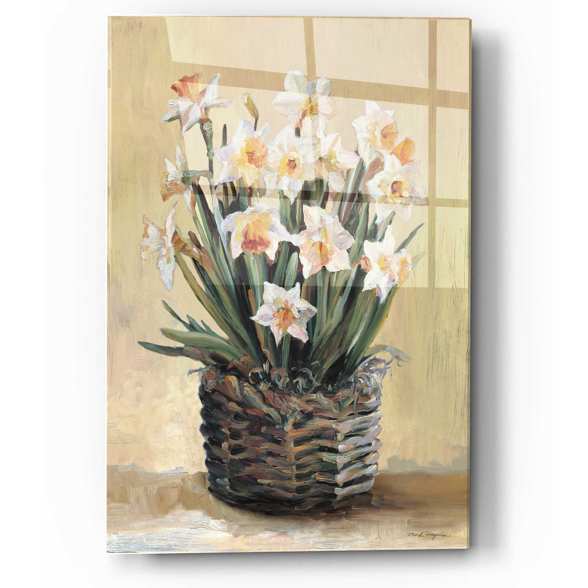 Epic Art 'Potted Daffodils' by Marilyn Hageman, Acrylic Glass Wall Art,12x16