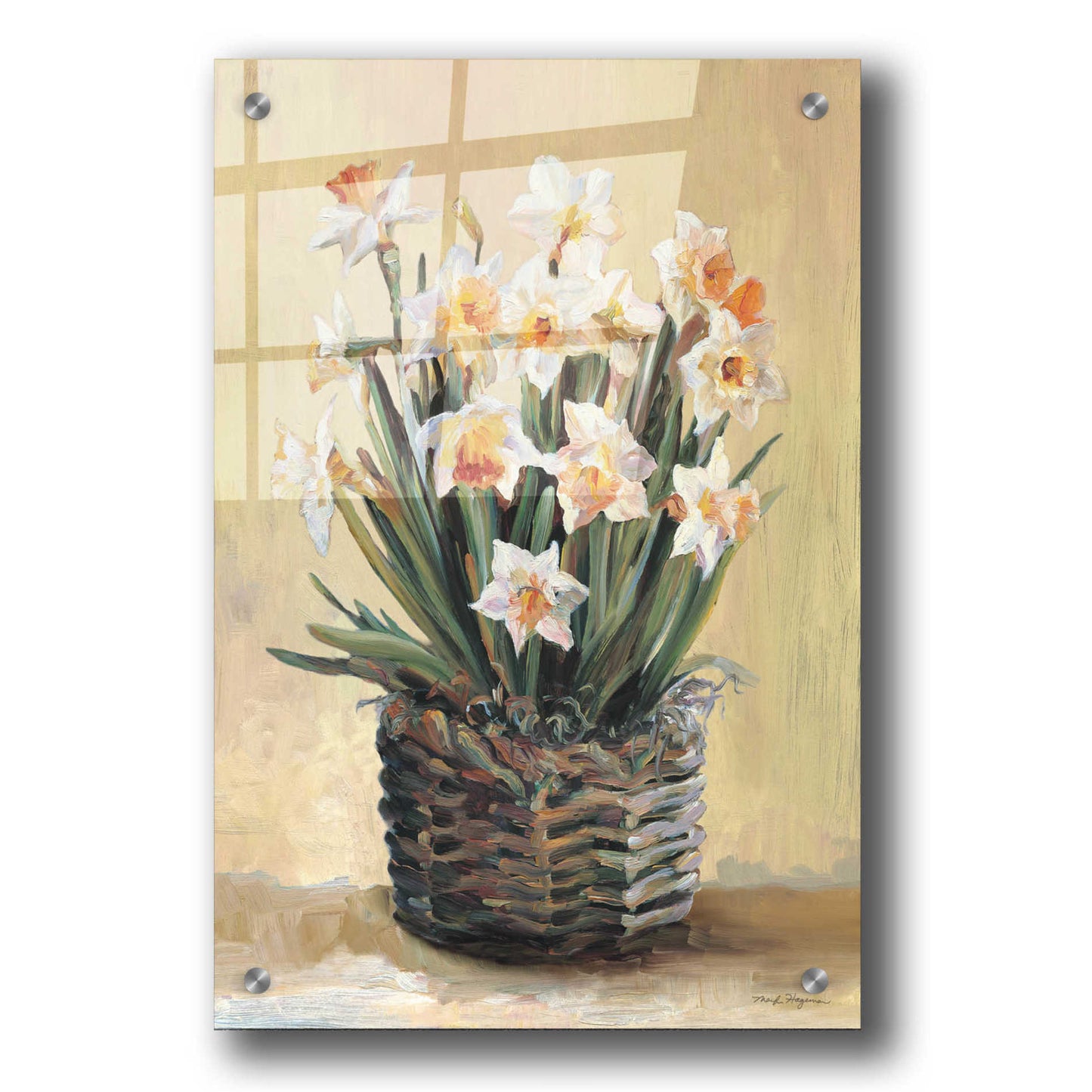 Epic Art 'Potted Daffodils' by Marilyn Hageman, Acrylic Glass Wall Art,24x36