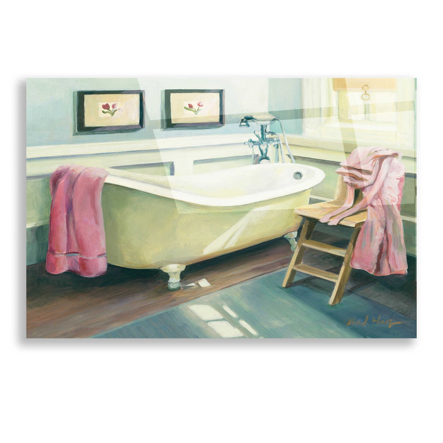 Epic Art 'Cottage Bathtub' by Marilyn Hageman, Acrylic Glass Wall Art,16x12