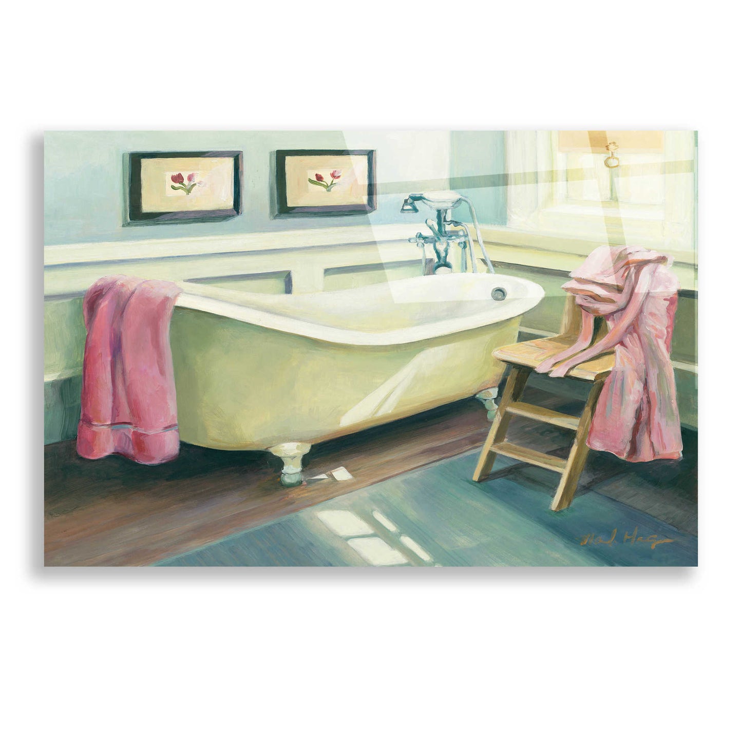 Epic Art 'Cottage Bathtub' by Marilyn Hageman, Acrylic Glass Wall Art,24x16