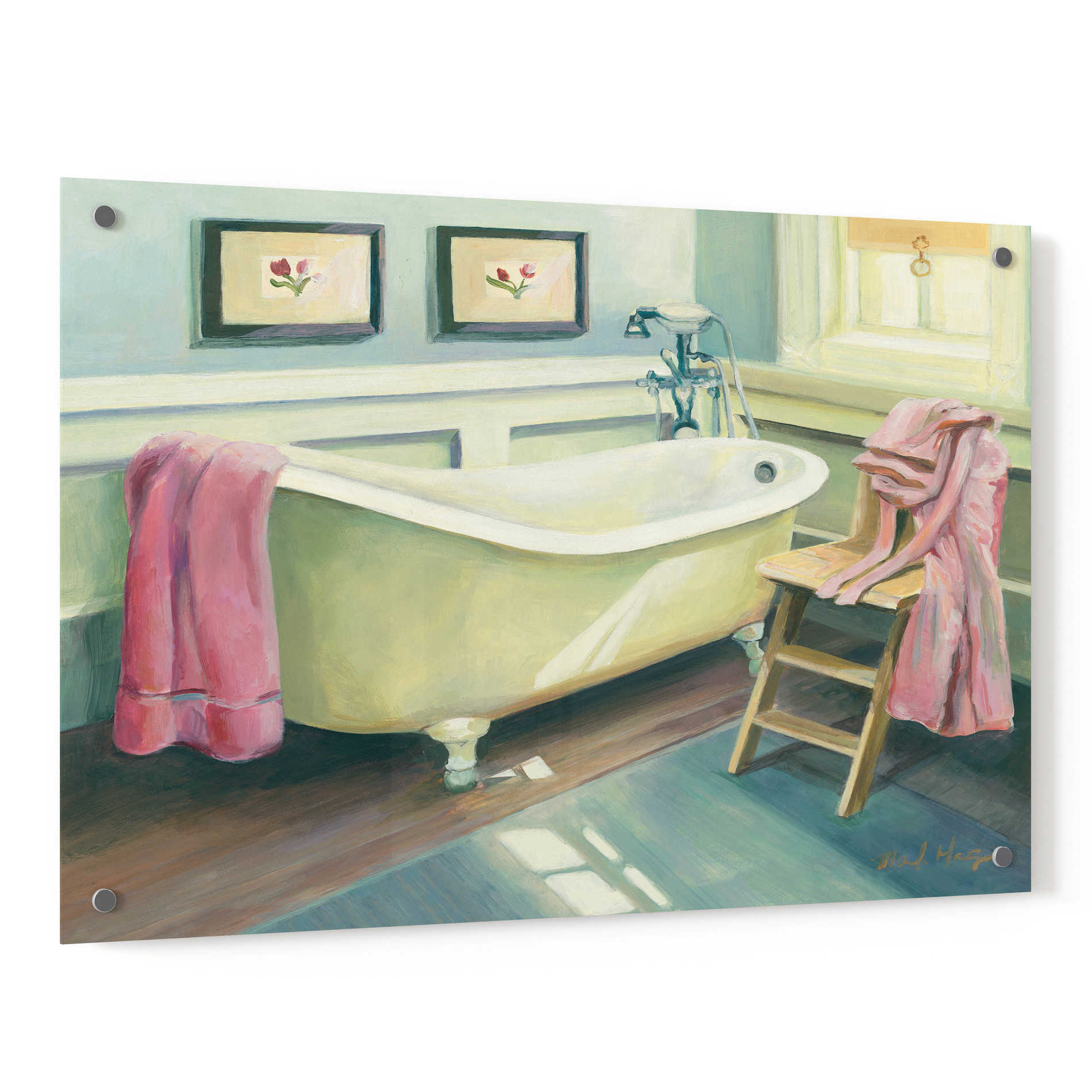 Epic Art 'Cottage Bathtub' by Marilyn Hageman, Acrylic Glass Wall Art,36x24