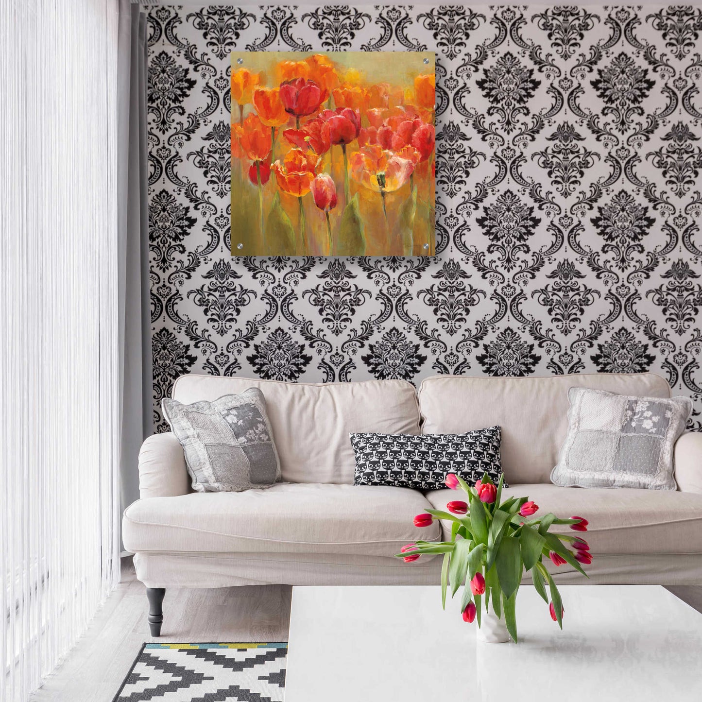 Epic Art 'Tulips in the Midst III Square' by Marilyn Hageman, Acrylic Glass Wall Art,24x24