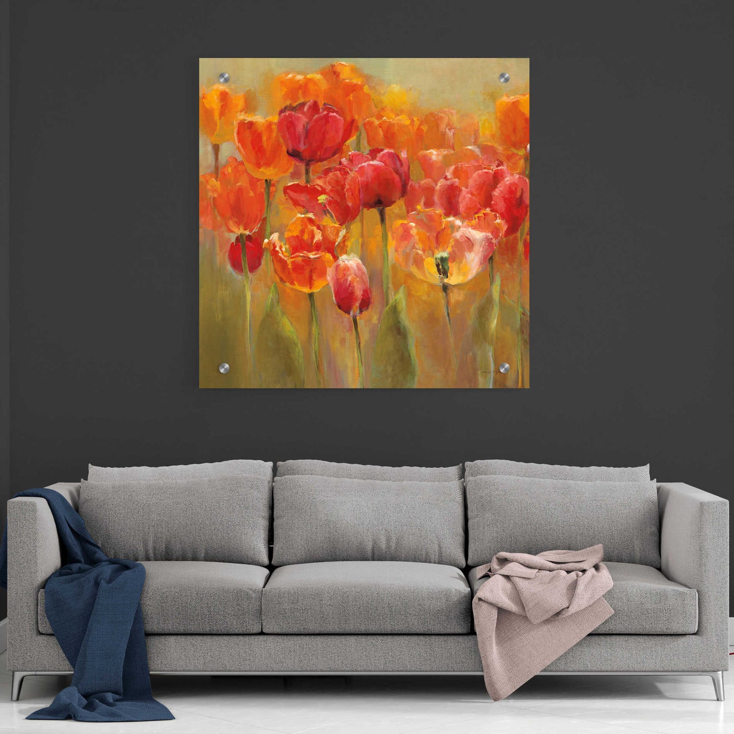 Epic Art 'Tulips in the Midst III Square' by Marilyn Hageman, Acrylic Glass Wall Art,36x36