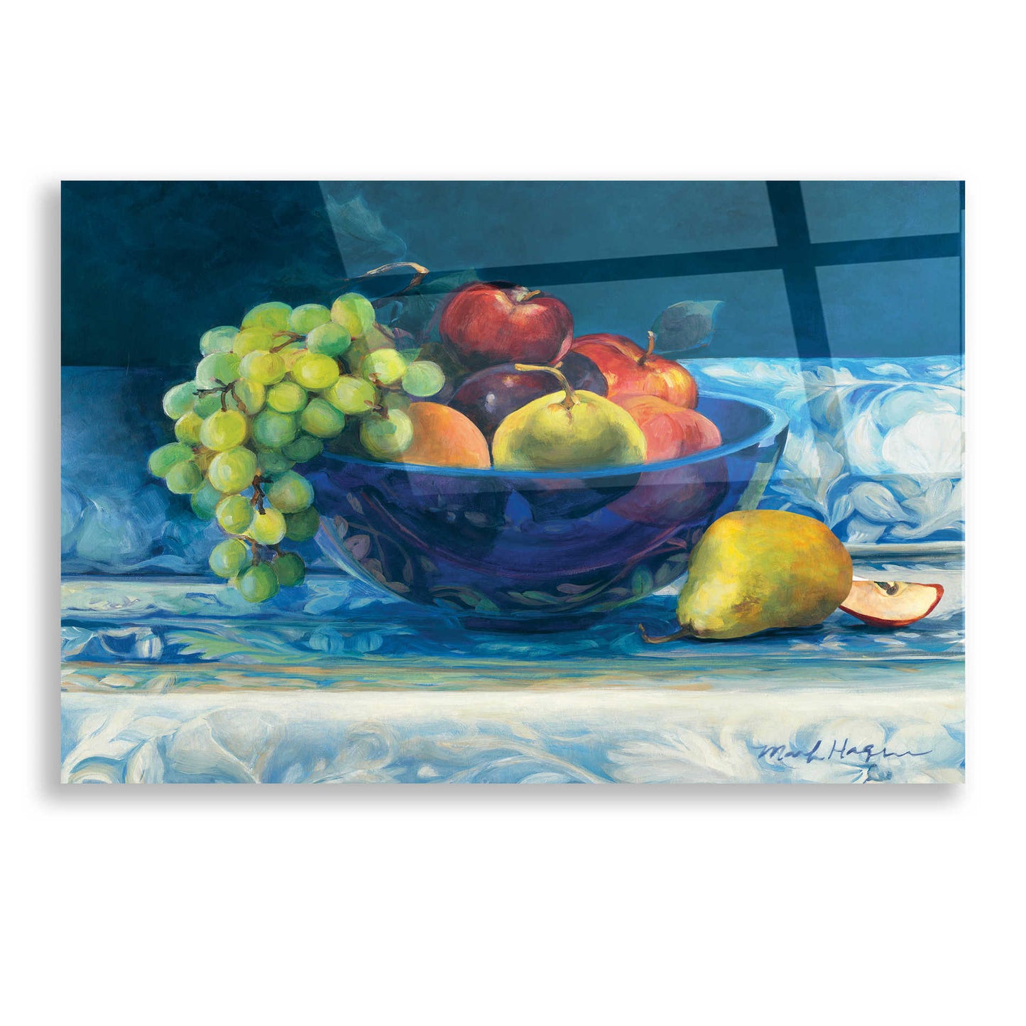 Epic Art 'Fruit in Cobalt Bowl' by Marilyn Hageman, Acrylic Glass Wall Art