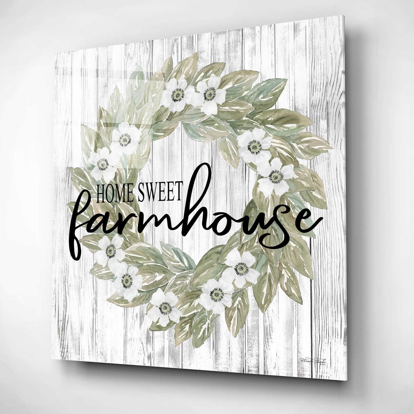 Epic Art 'Home Sweet Farmhouse Wreath' by Cindy Jacobs, Acrylic Glass Wall Art,12x12