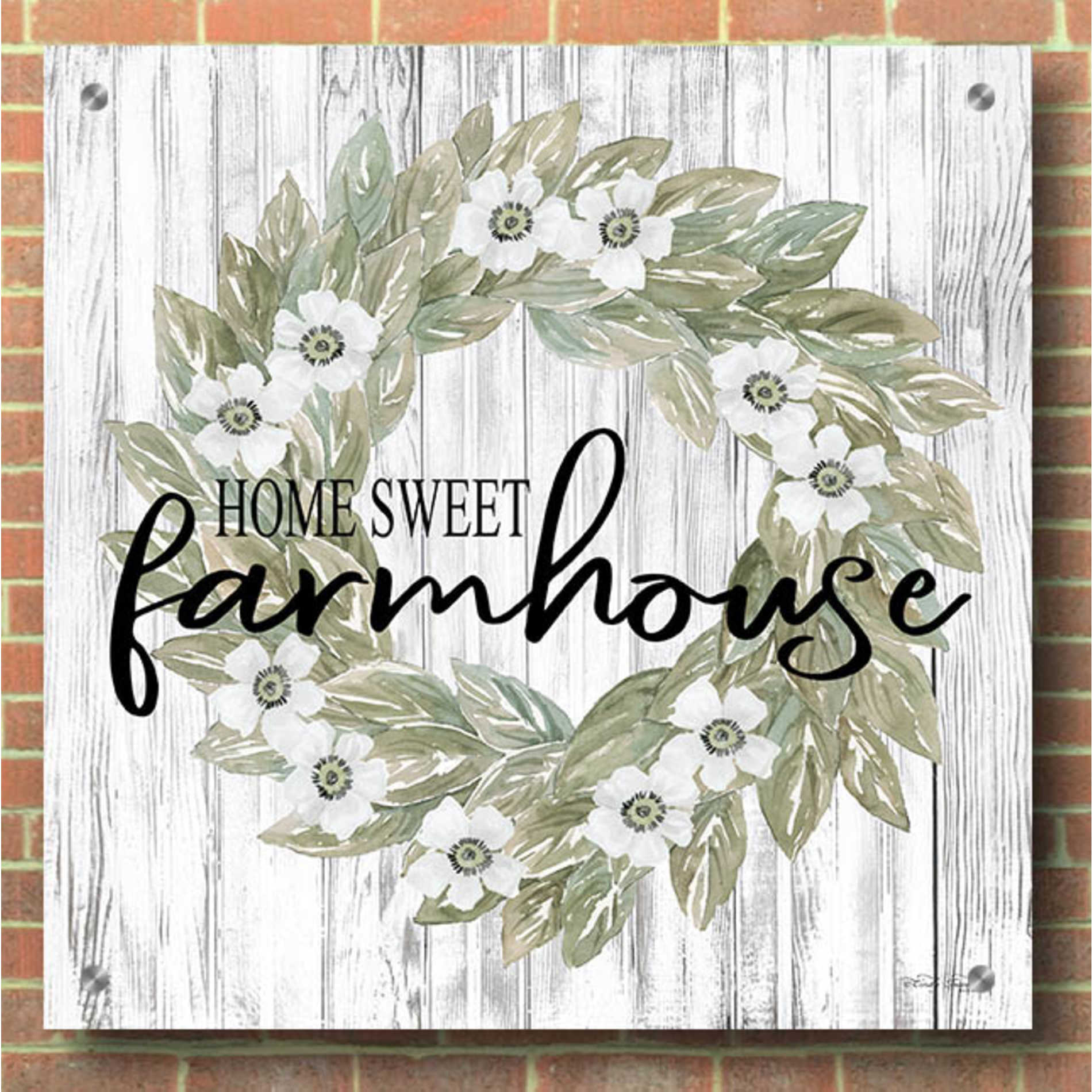 Epic Art 'Home Sweet Farmhouse Wreath' by Cindy Jacobs, Acrylic Glass Wall Art,36x36