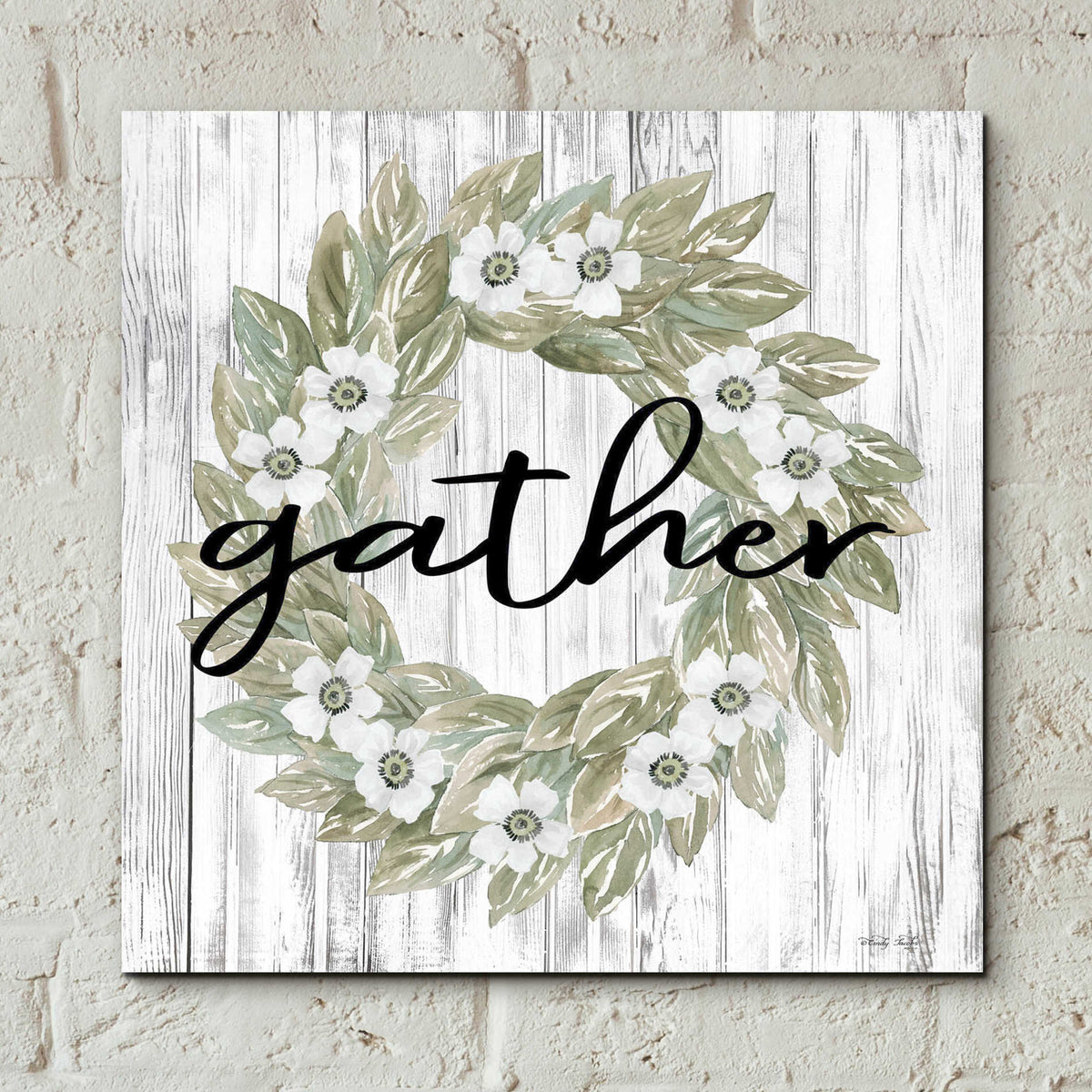 Epic Art 'Gather Wreath' by Cindy Jacobs, Acrylic Glass Wall Art,12x12