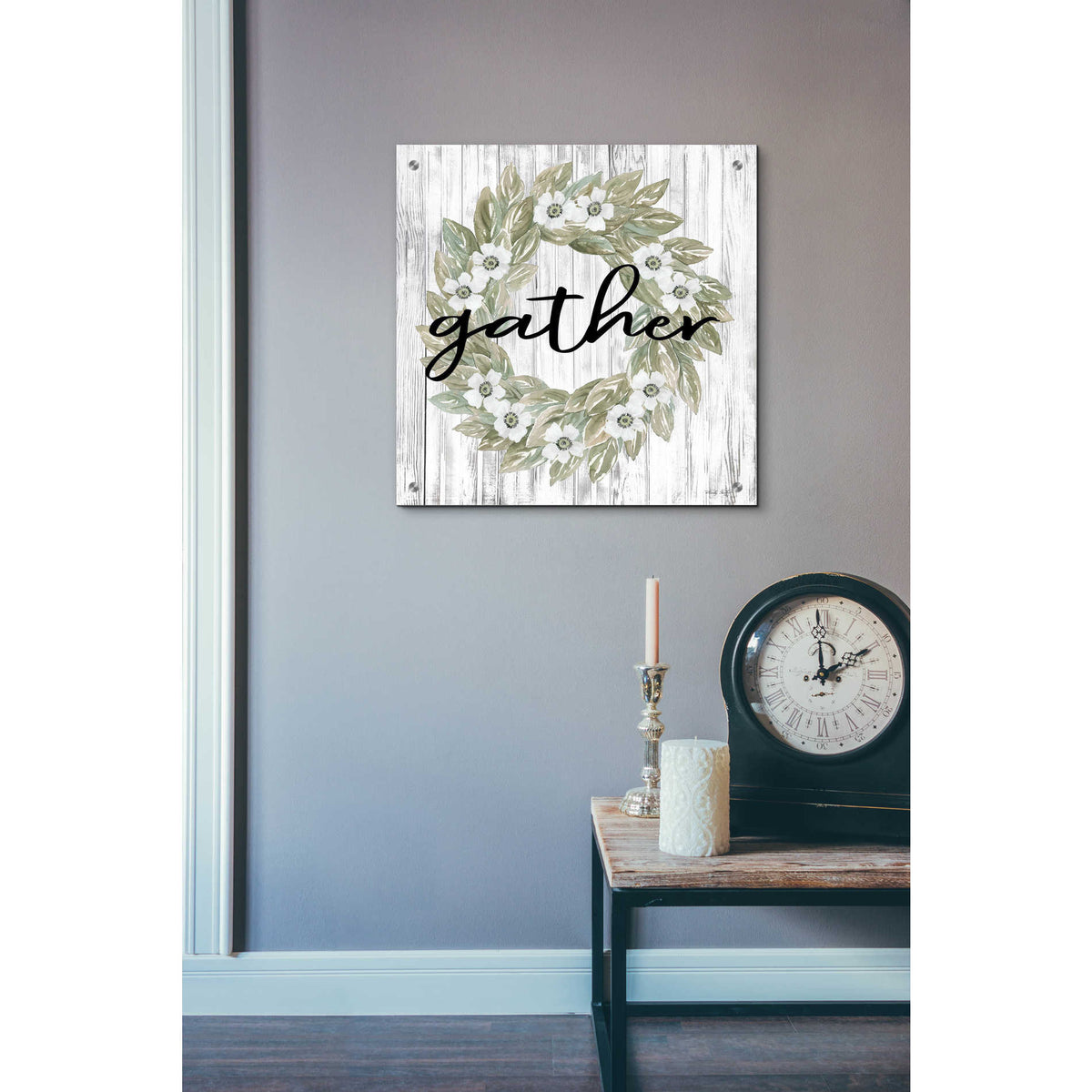 Epic Art 'Gather Wreath' by Cindy Jacobs, Acrylic Glass Wall Art,24x24