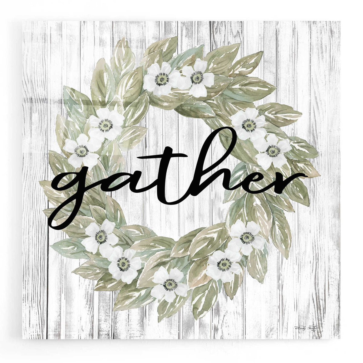 Epic Art 'Gather Wreath' by Cindy Jacobs, Acrylic Glass Wall Art