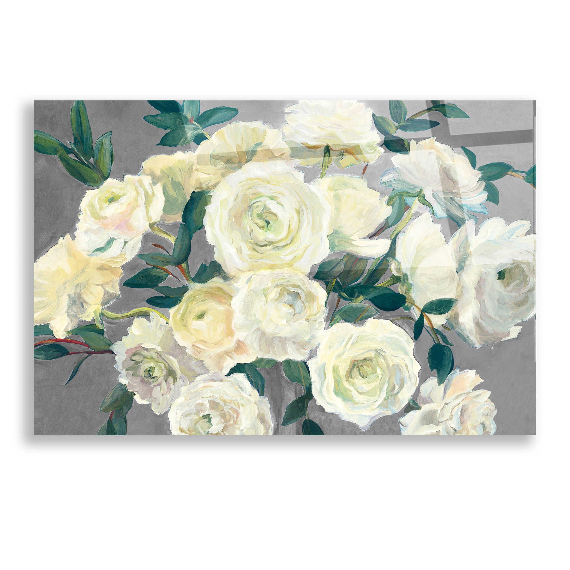 Epic Art 'Roses in Cobalt Vase Steel Gray ' by Marilyn Hageman, Acrylic Glass Wall Art,16x12