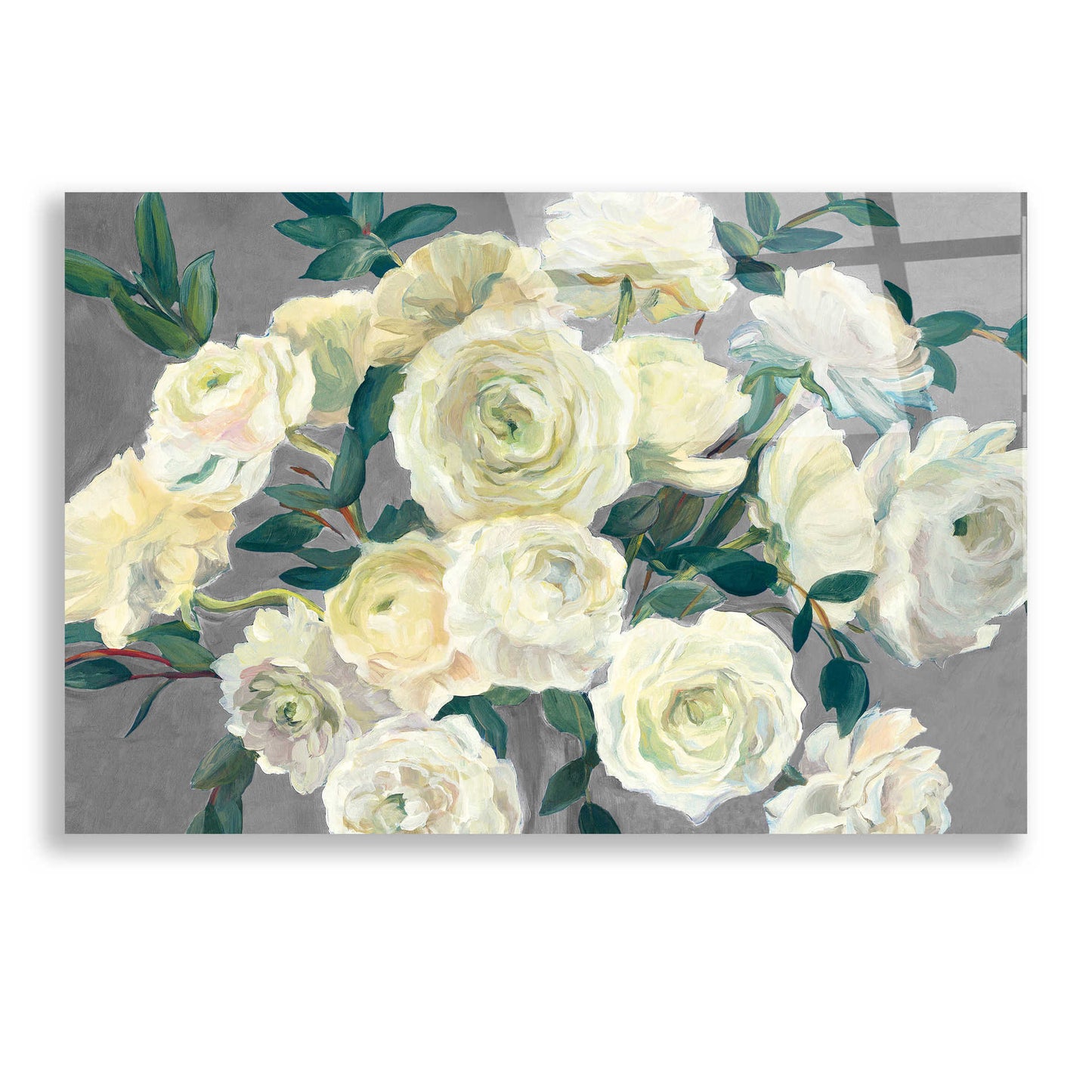 Epic Art 'Roses in Cobalt Vase Steel Gray ' by Marilyn Hageman, Acrylic Glass Wall Art,24x16