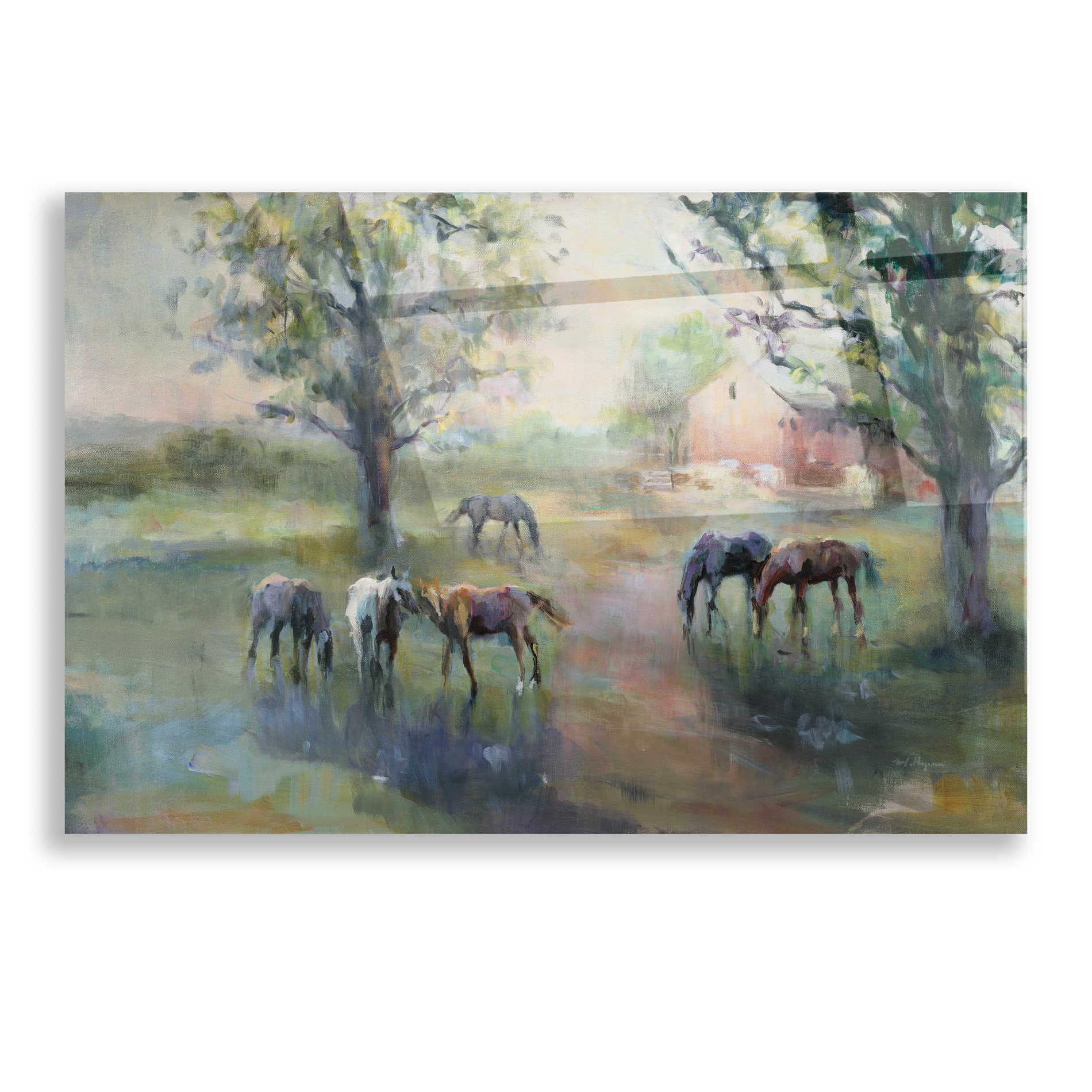 Epic Art 'Daybreak on the Farm  II' by Marilyn Hageman, Acrylic Glass Wall Art,16x12