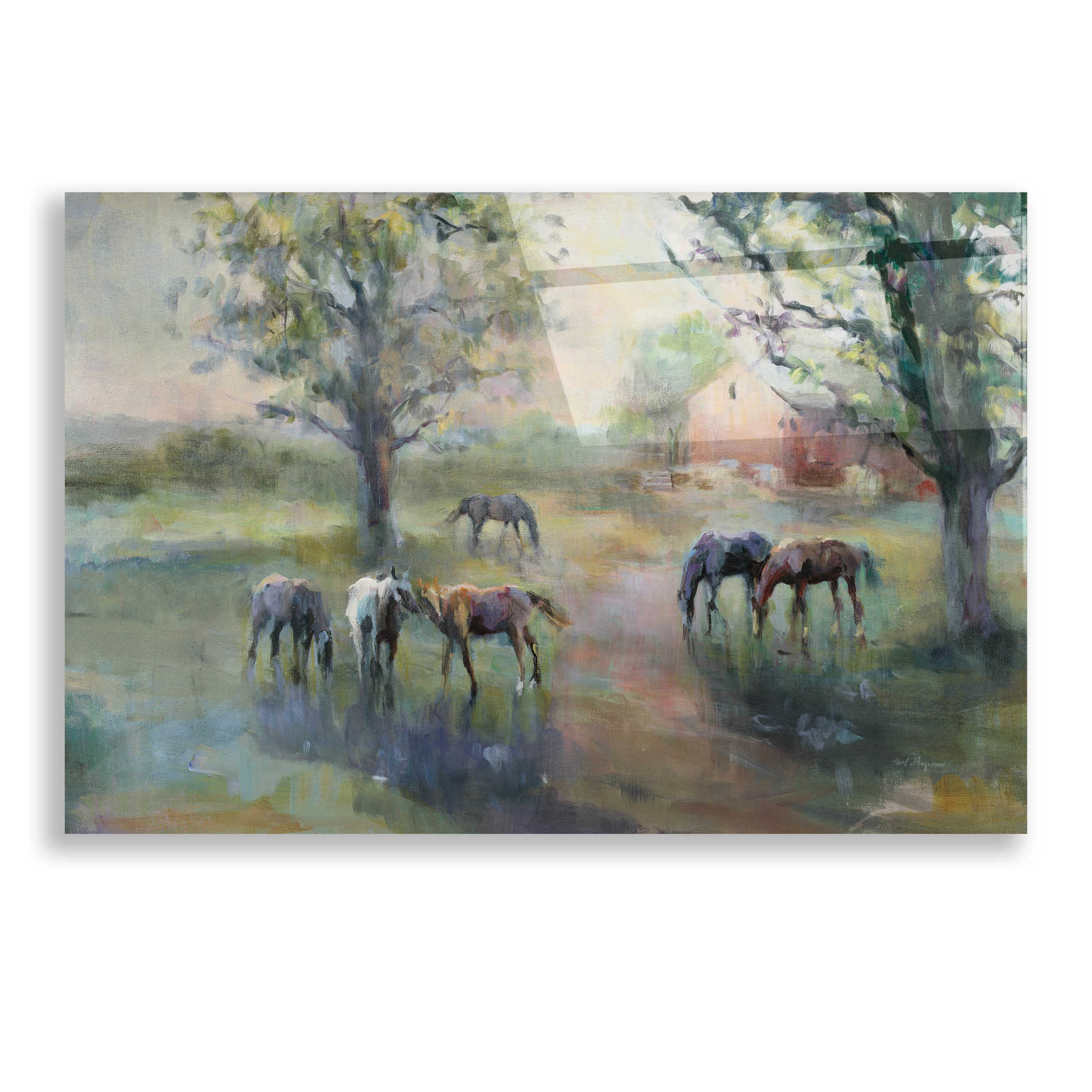 Epic Art 'Daybreak on the Farm  II' by Marilyn Hageman, Acrylic Glass Wall Art,24x16