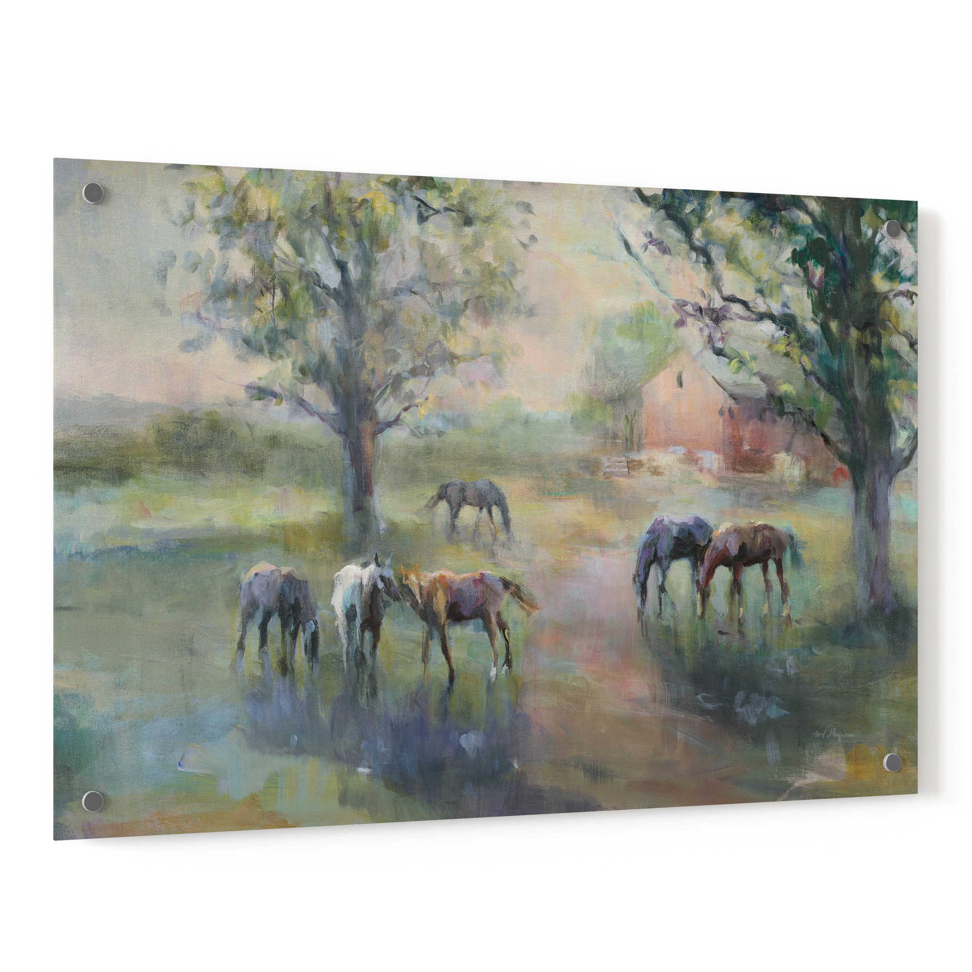Epic Art 'Daybreak on the Farm  II' by Marilyn Hageman, Acrylic Glass Wall Art,36x24