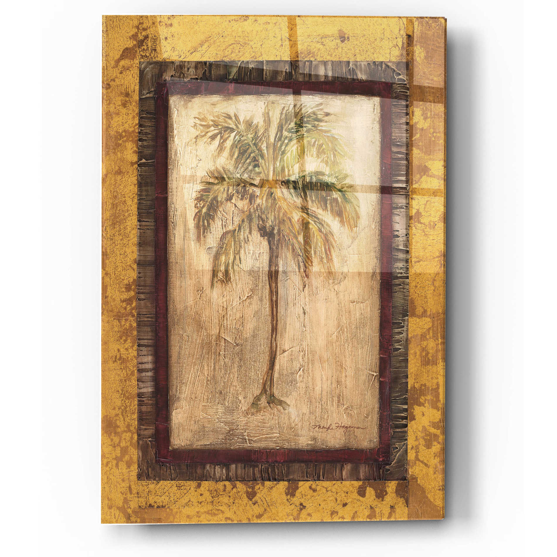Epic Art 'Golden Palm II' by Marilyn Hageman, Acrylic Glass Wall Art,12x16