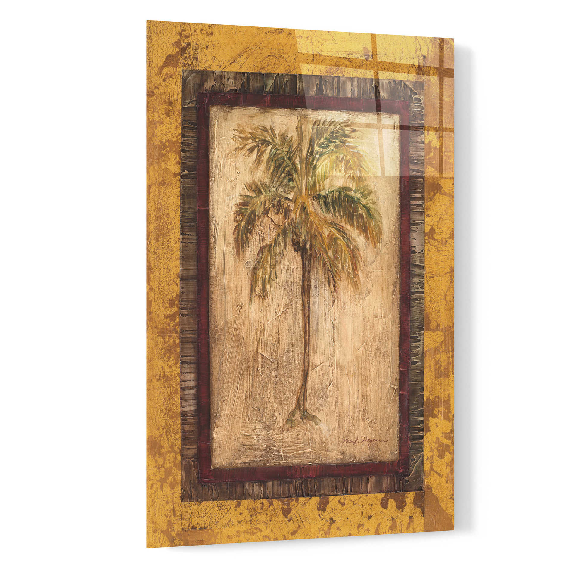 Epic Art 'Golden Palm II' by Marilyn Hageman, Acrylic Glass Wall Art,16x24