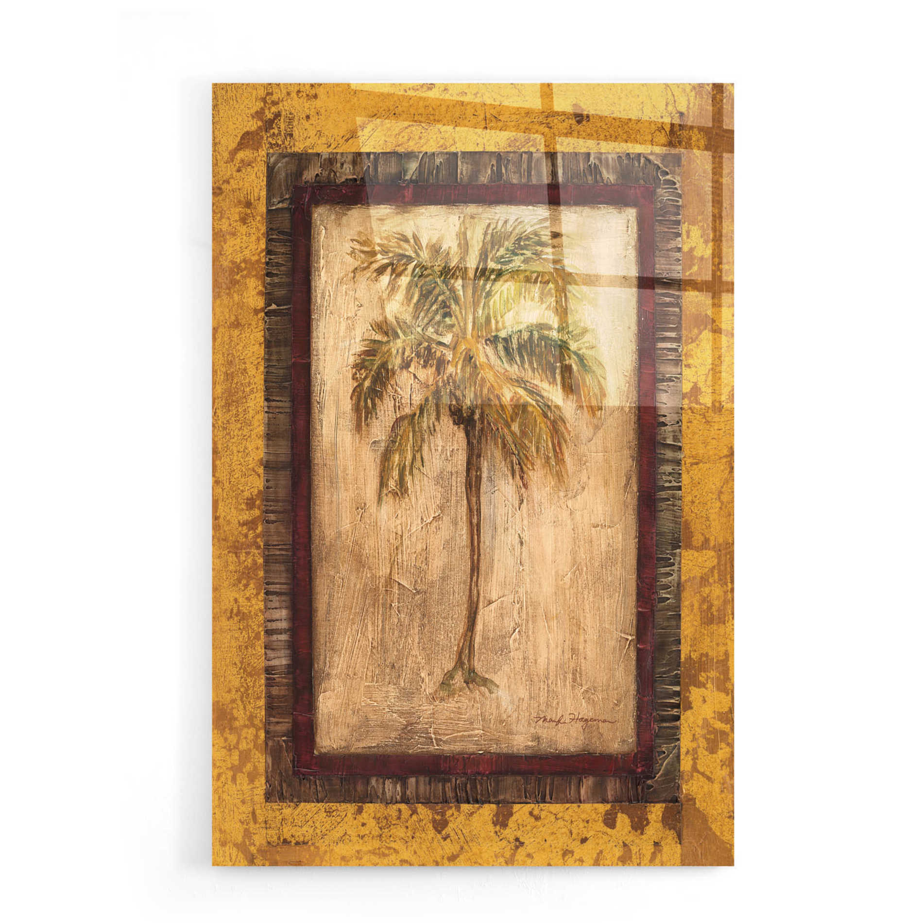 Epic Art 'Golden Palm II' by Marilyn Hageman, Acrylic Glass Wall Art,16x24