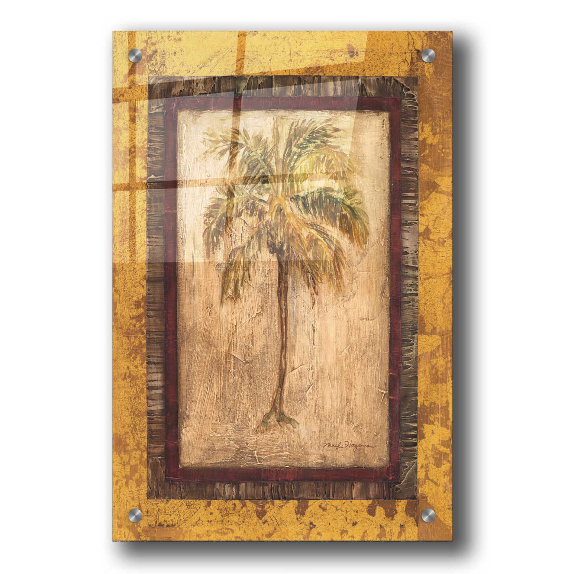 Epic Art 'Golden Palm II' by Marilyn Hageman, Acrylic Glass Wall Art,24x36