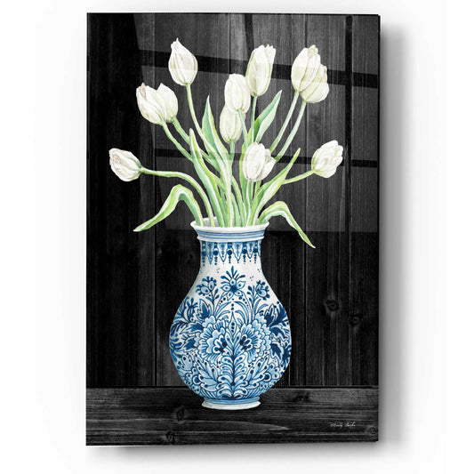 Epic Art 'Blue and White Tulips Black II' by Cindy Jacobs, Acrylic Glass Wall Art