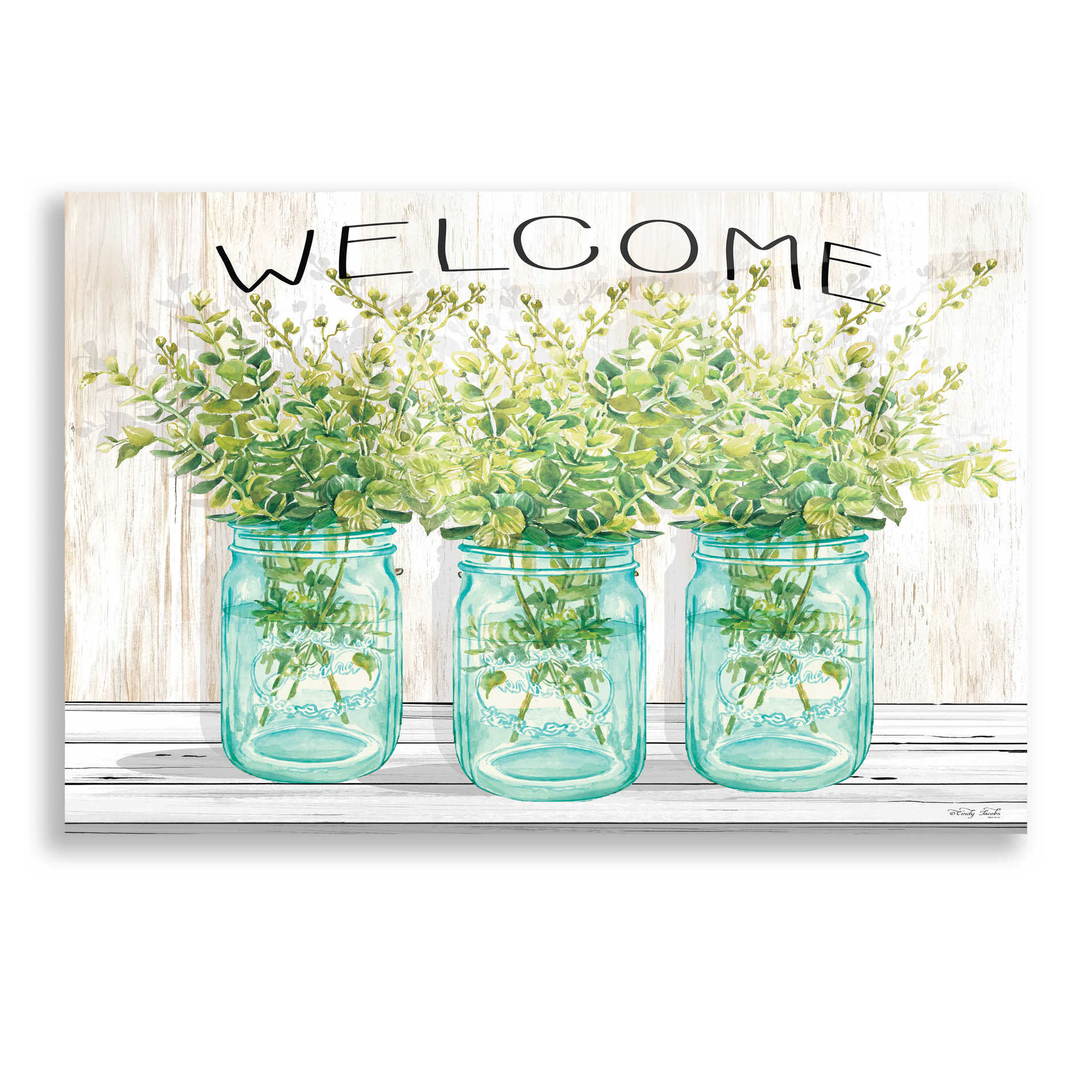 Epic Art 'Welcome Glass Jars' by Cindy Jacobs, Acrylic Glass Wall Art,16x12