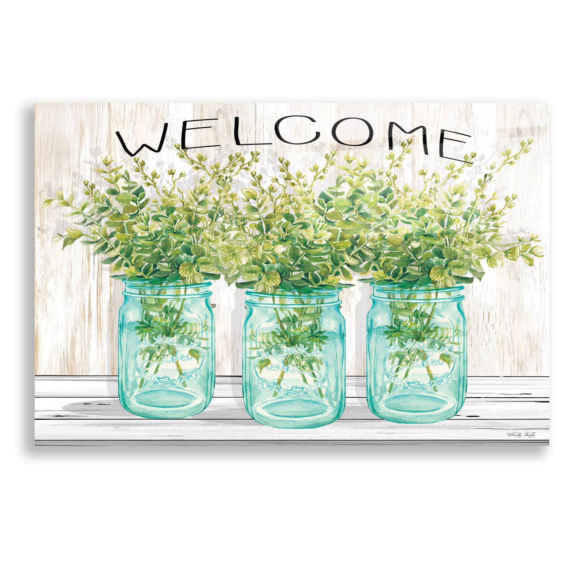 Epic Art 'Welcome Glass Jars' by Cindy Jacobs, Acrylic Glass Wall Art,24x16