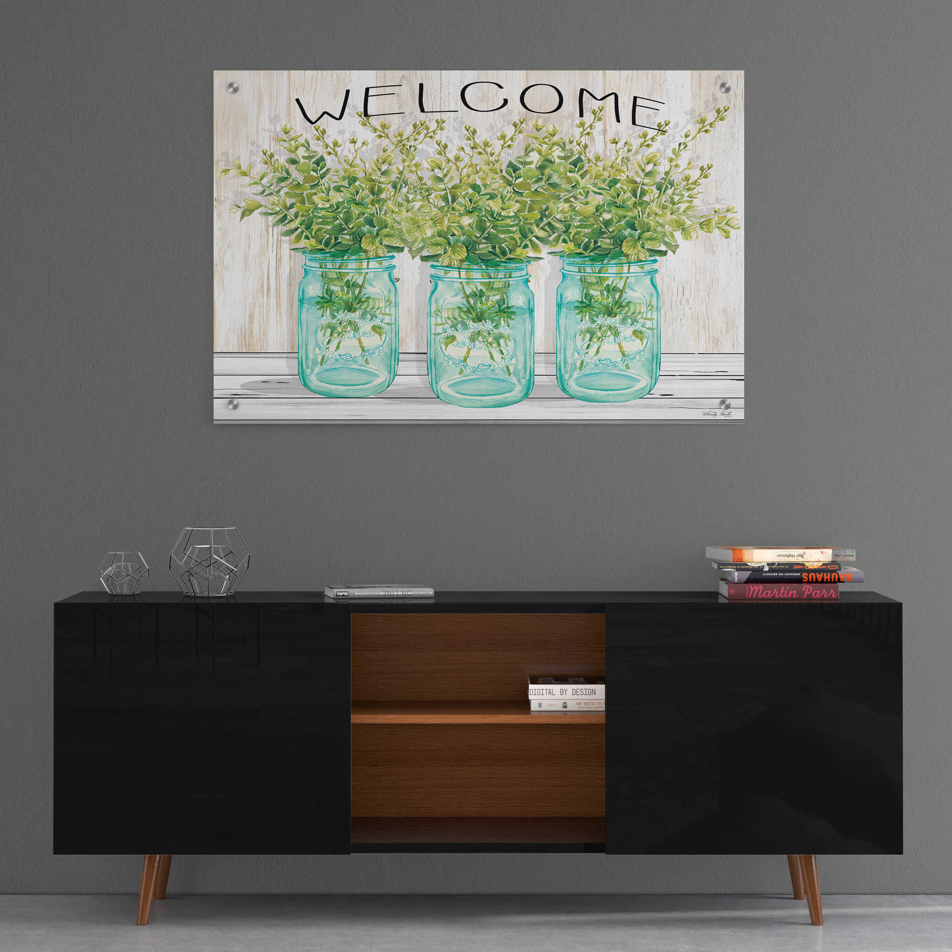 Epic Art 'Welcome Glass Jars' by Cindy Jacobs, Acrylic Glass Wall Art,36x24