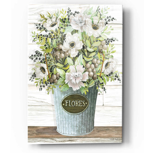 Epic Art 'Flores Galvanized Bucket' by Cindy Jacobs, Acrylic Glass Wall Art