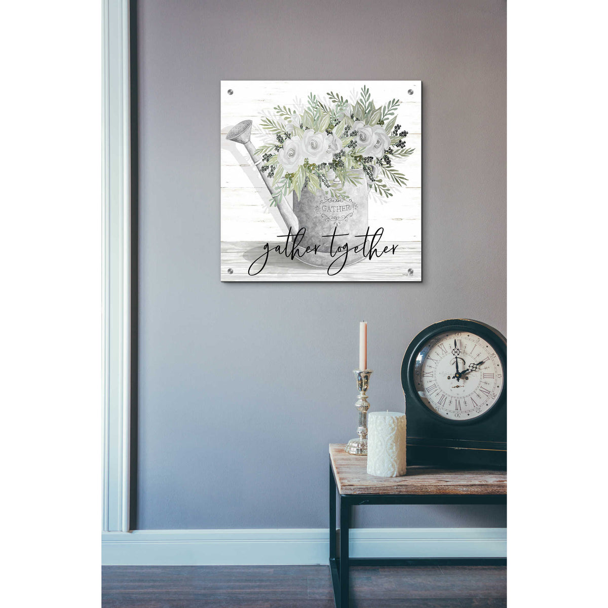 Epic Art 'Gather Together Watering Can' by Cindy Jacobs, Acrylic Glass Wall Art,24x24