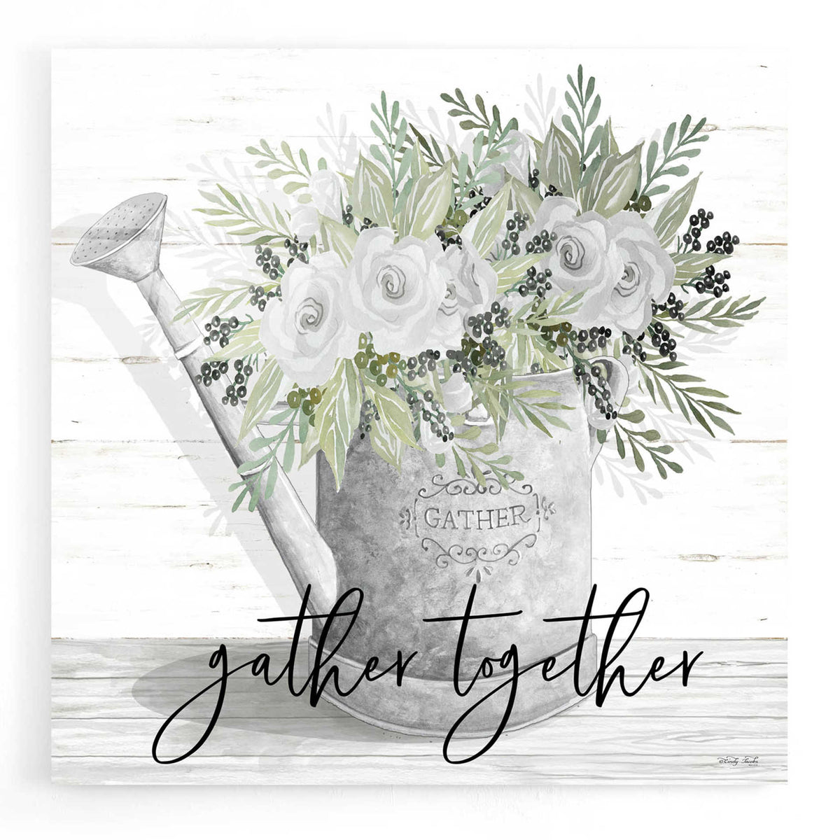 Epic Art 'Gather Together Watering Can' by Cindy Jacobs, Acrylic Glass Wall Art