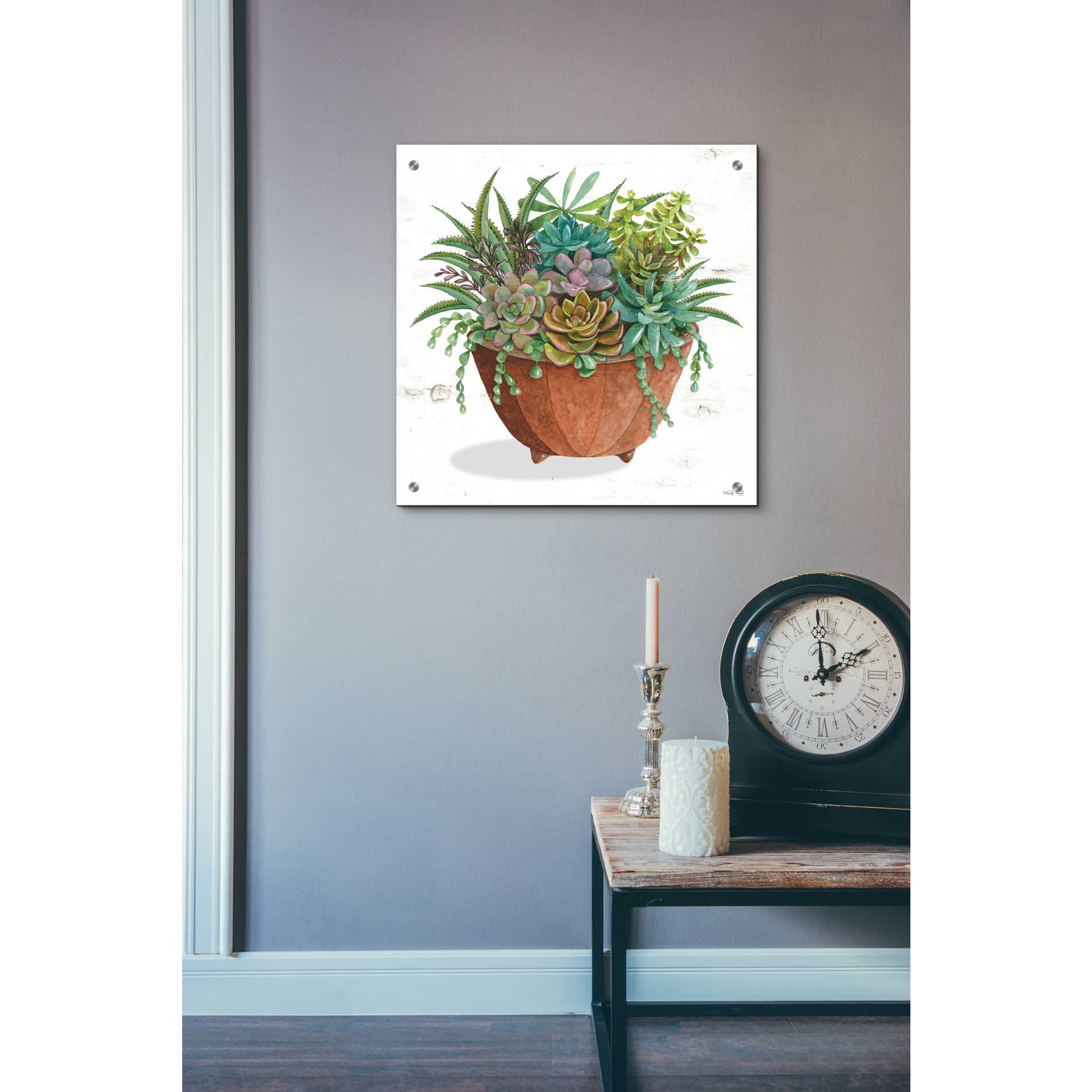 Epic Art 'Terracotta Succulents I' by Cindy Jacobs, Acrylic Glass Wall Art,24x24