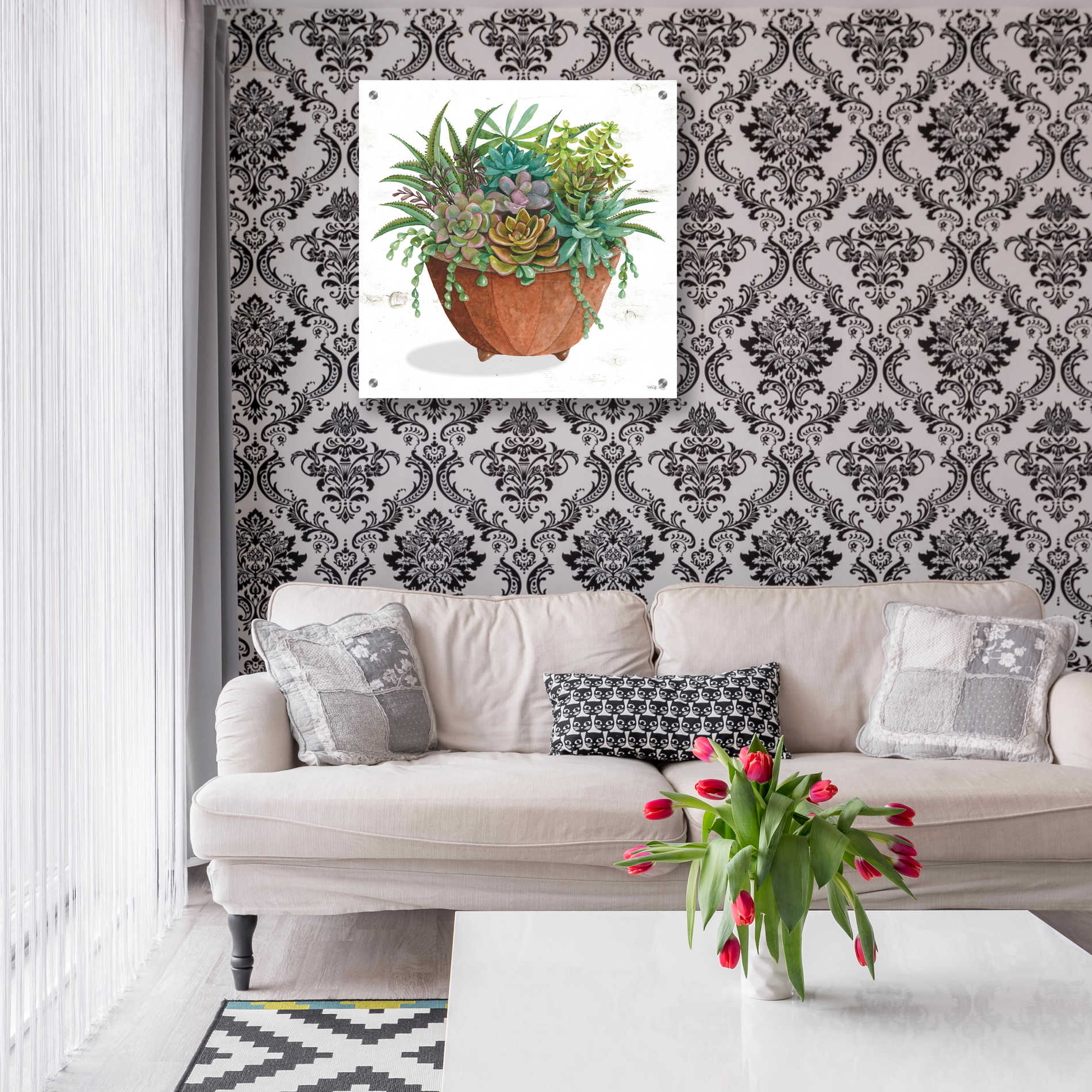 Epic Art 'Terracotta Succulents I' by Cindy Jacobs, Acrylic Glass Wall Art,24x24