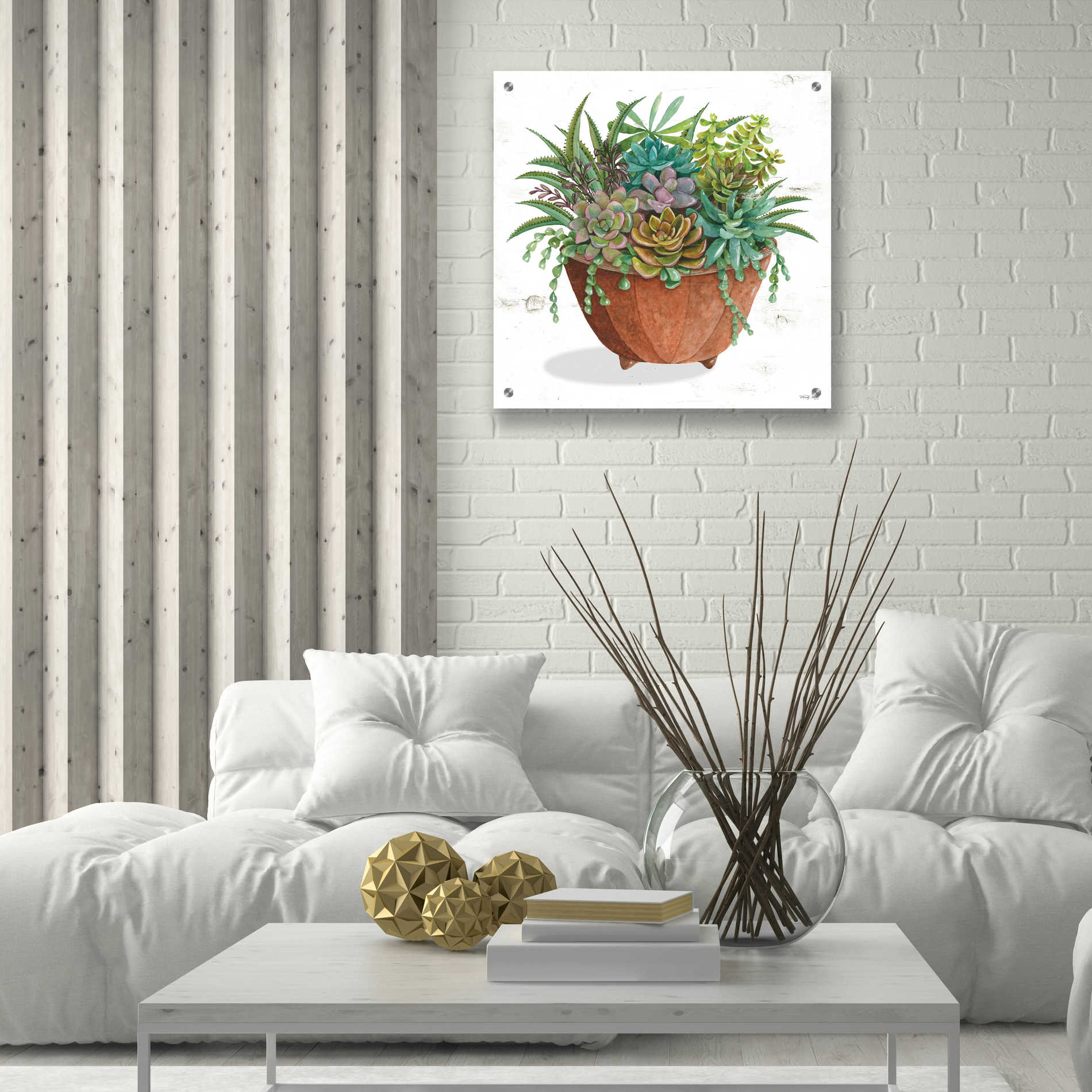 Epic Art 'Terracotta Succulents I' by Cindy Jacobs, Acrylic Glass Wall Art,24x24