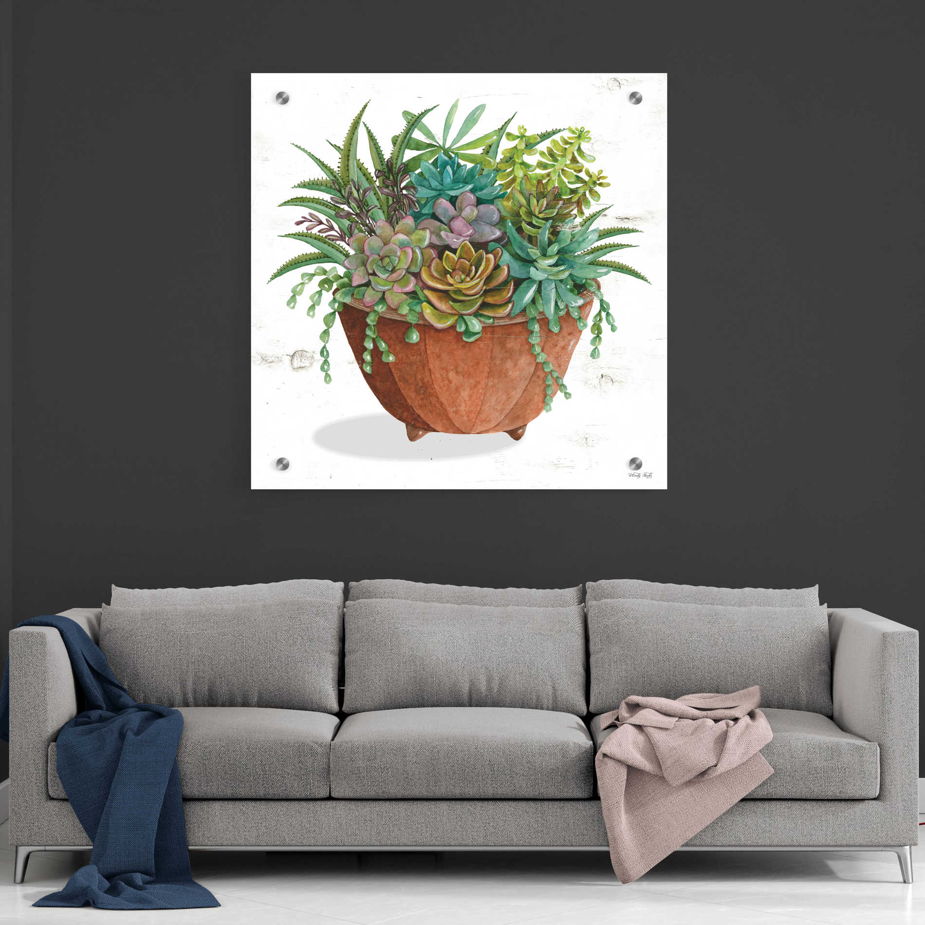 Epic Art 'Terracotta Succulents I' by Cindy Jacobs, Acrylic Glass Wall Art,36x36
