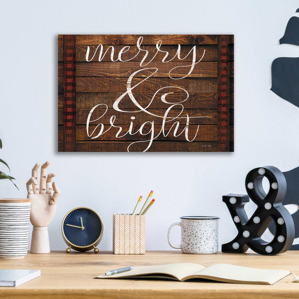 Epic Art 'Merry & Bright on Wood Panels' by Cindy Jacobs, Acrylic Glass Wall Art,16x12