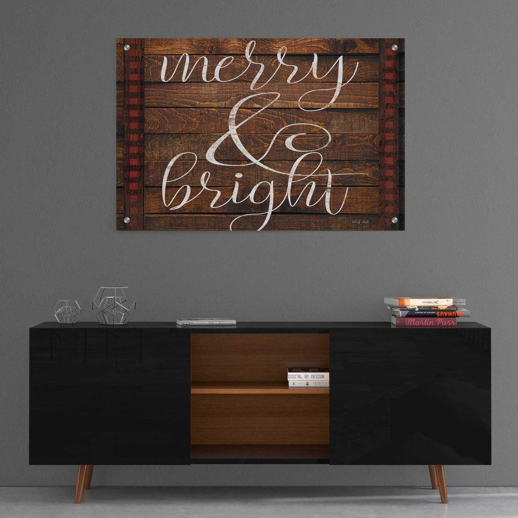 Epic Art 'Merry & Bright on Wood Panels' by Cindy Jacobs, Acrylic Glass Wall Art,36x24