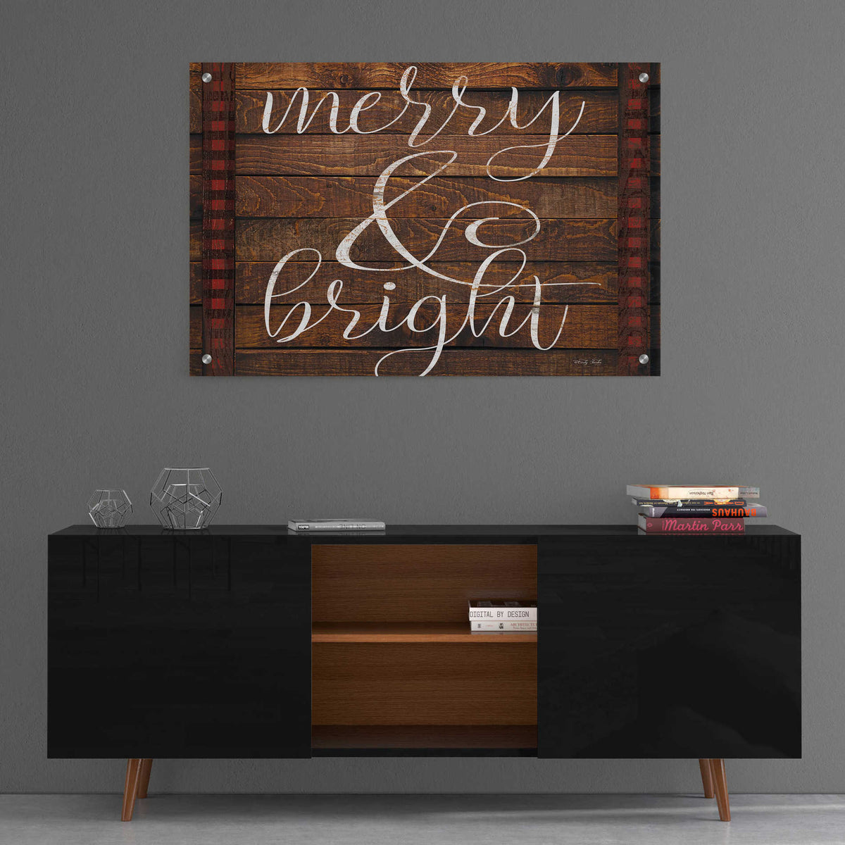 Epic Art 'Merry & Bright on Wood Panels' by Cindy Jacobs, Acrylic Glass Wall Art,36x24