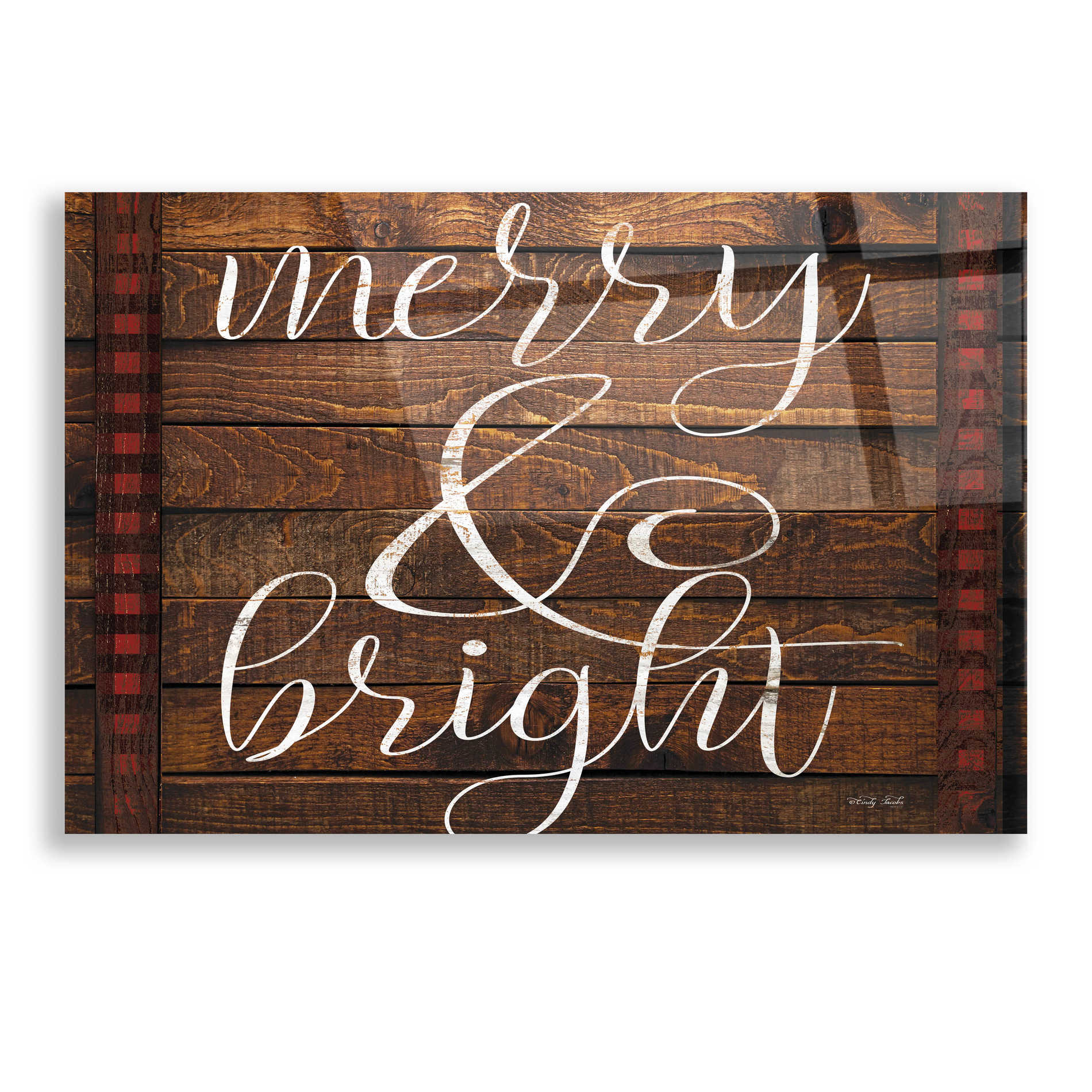 Epic Art 'Merry & Bright on Wood Panels' by Cindy Jacobs, Acrylic Glass Wall Art
