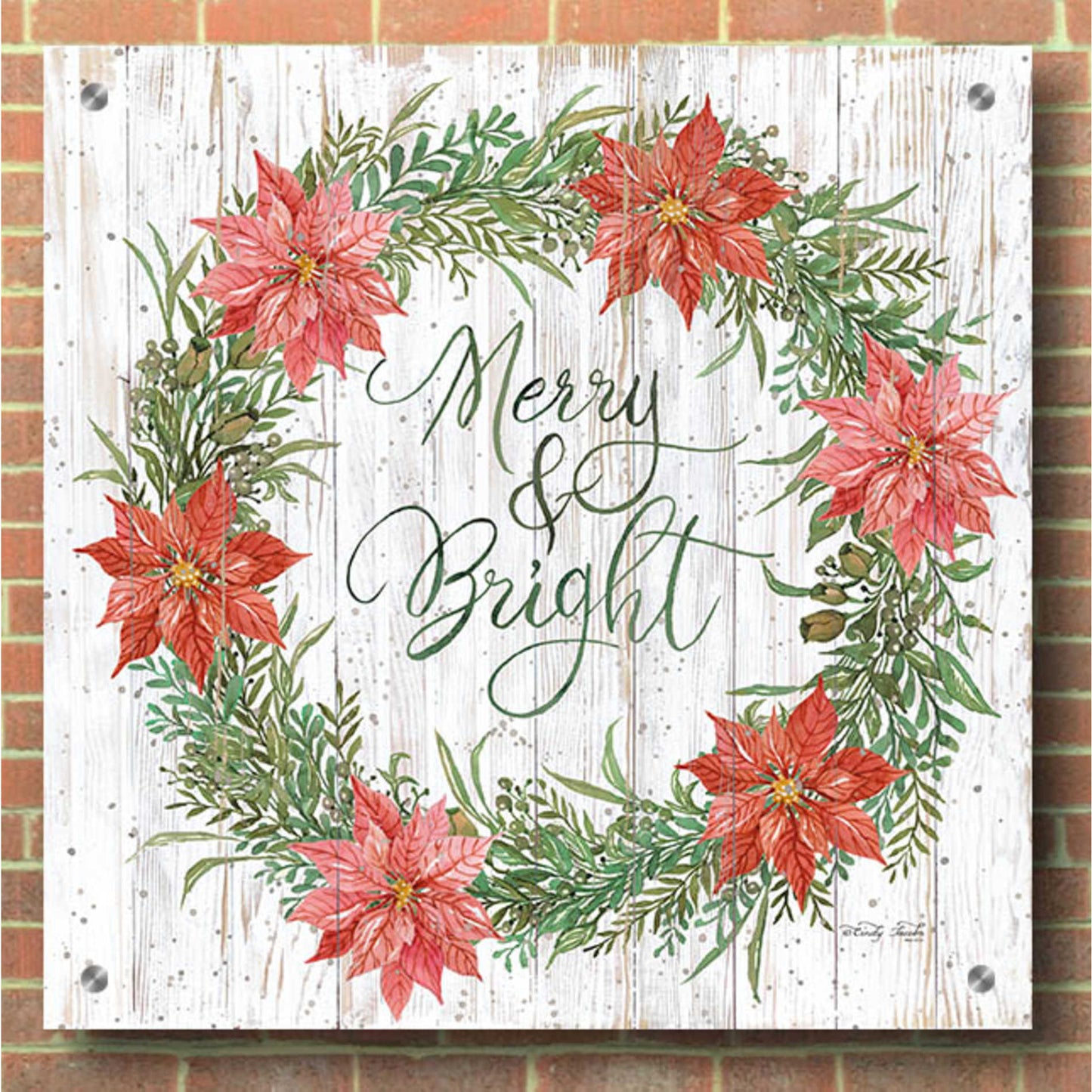 Epic Art 'Merry & Bright Wreath' by Cindy Jacobs, Acrylic Glass Wall Art,36x36