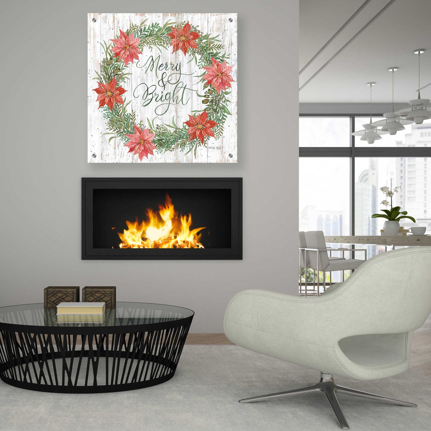 Epic Art 'Merry & Bright Wreath' by Cindy Jacobs, Acrylic Glass Wall Art,36x36