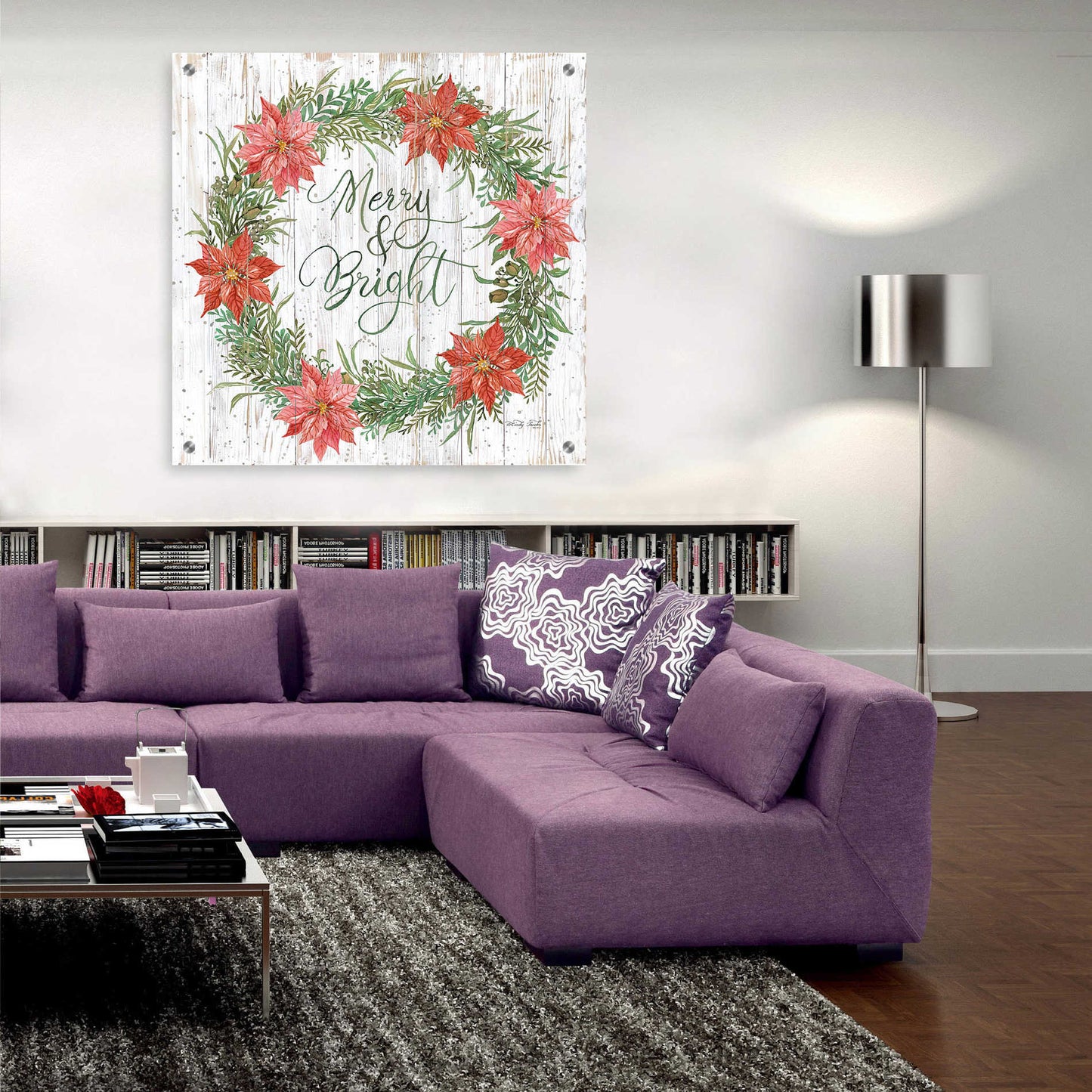 Epic Art 'Merry & Bright Wreath' by Cindy Jacobs, Acrylic Glass Wall Art,36x36