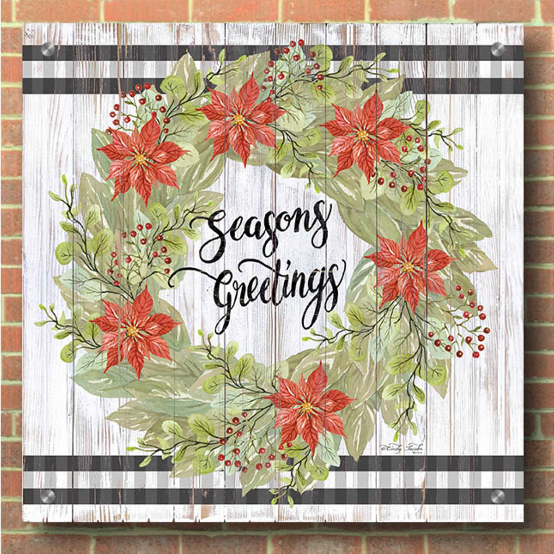 Epic Art 'Seasons Greetings Wreath' by Cindy Jacobs, Acrylic Glass Wall Art,36x36
