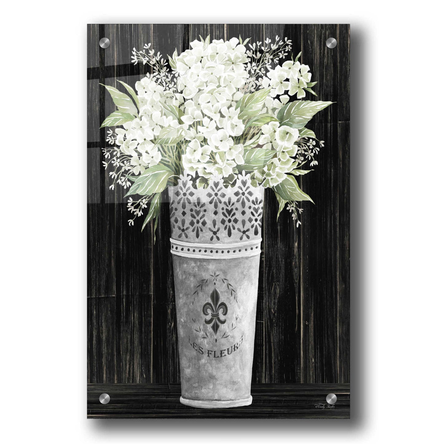 Epic Art 'Punched Tin Floral I' by Cindy Jacobs, Acrylic Glass Wall Art,24x36