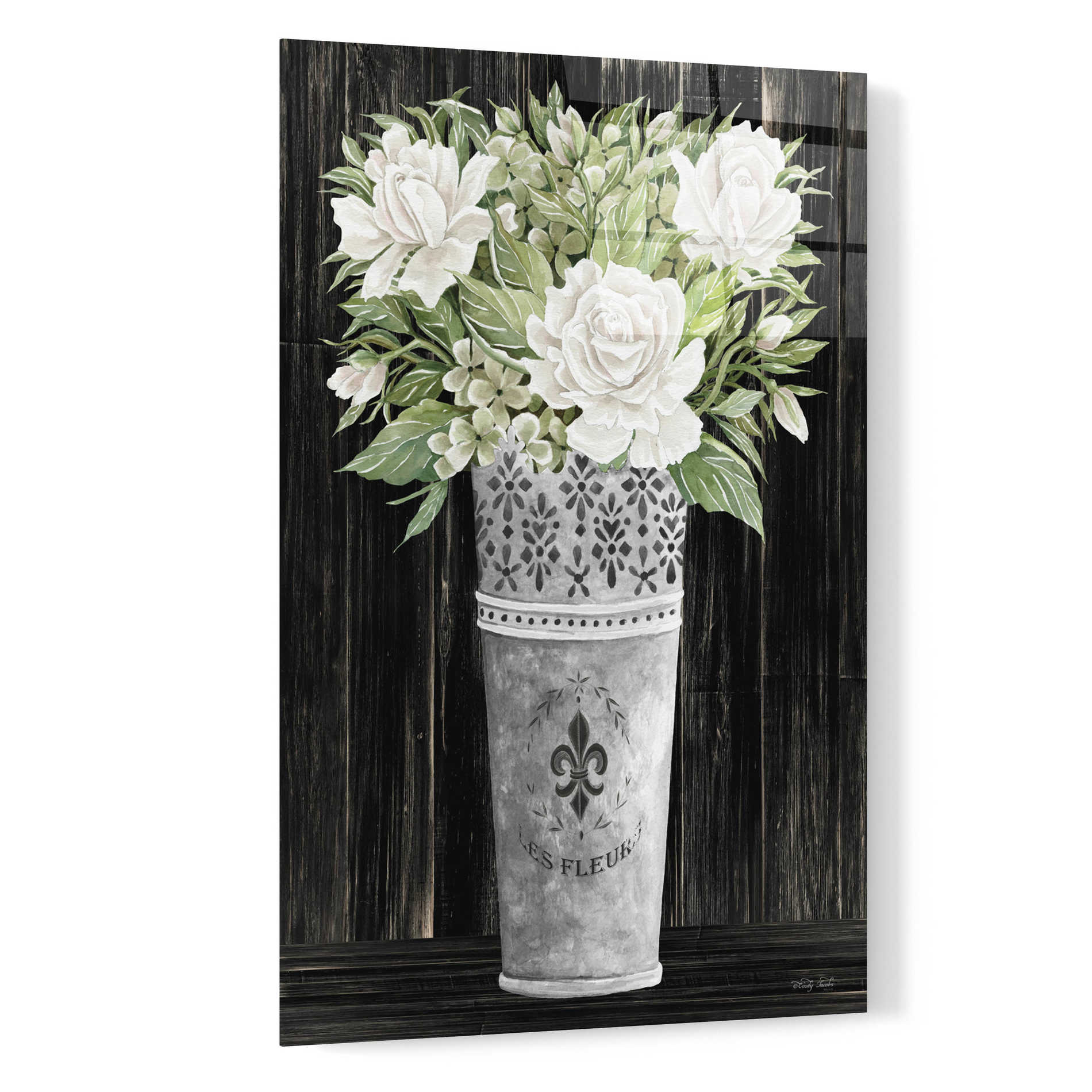 Epic Art 'Punched Tin Floral III' by Cindy Jacobs, Acrylic Glass Wall Art,16x24