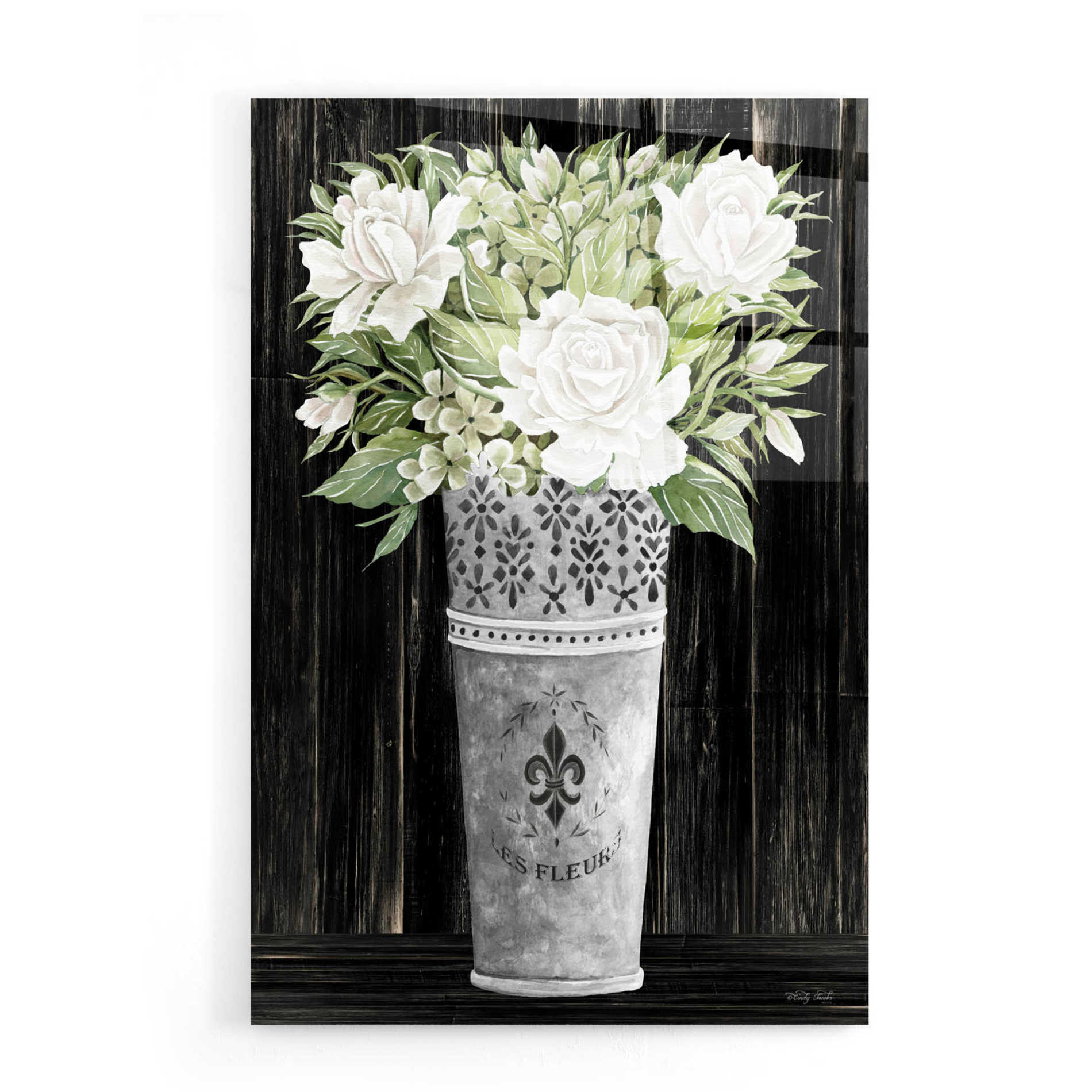 Epic Art 'Punched Tin Floral III' by Cindy Jacobs, Acrylic Glass Wall Art,16x24